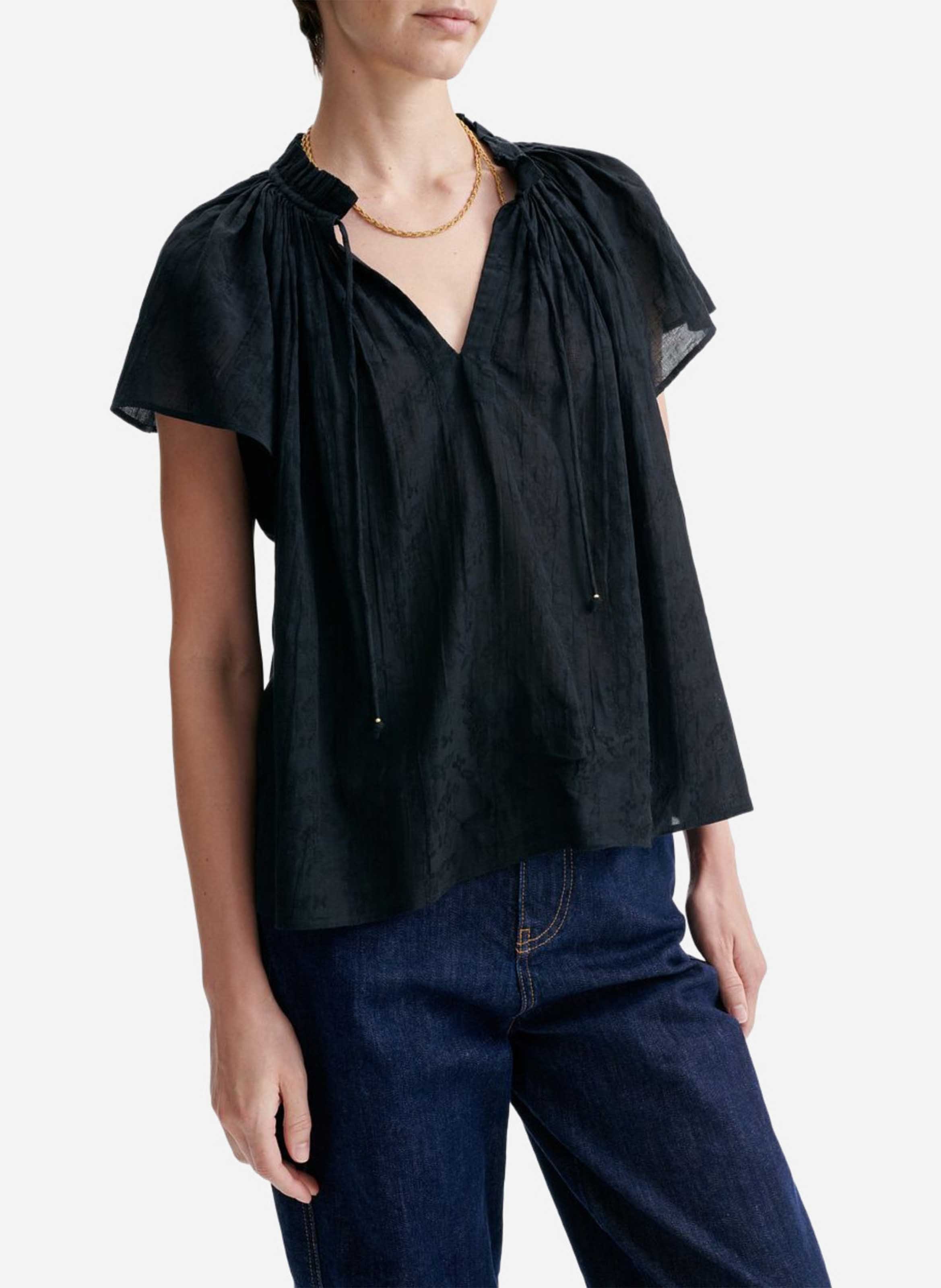 Blouse droite à manches papillon VANESSA BRUNO Noir