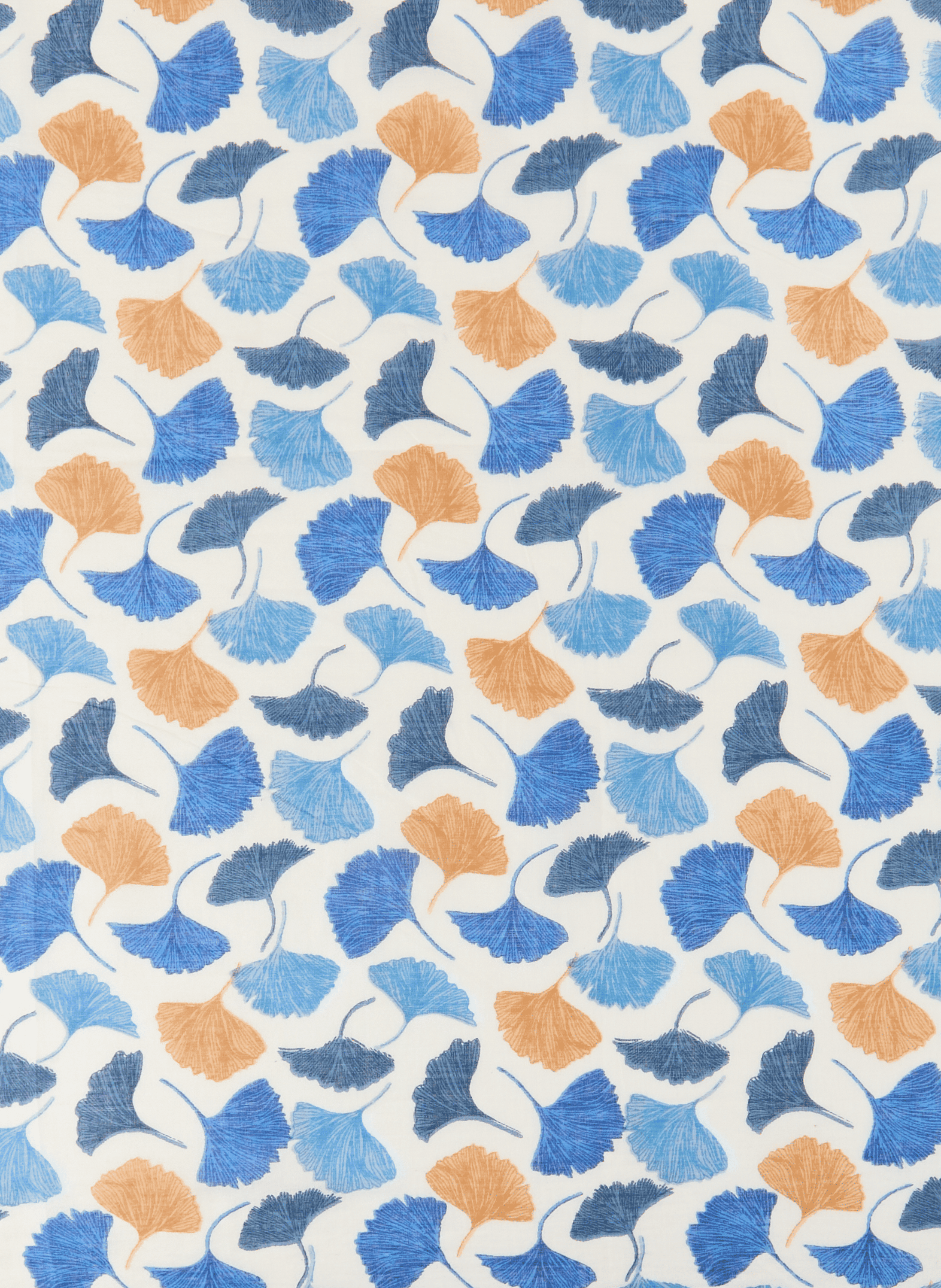 Ginkgo Leaf Cotton Scarf AU PRINTEMPS PARIS Blue