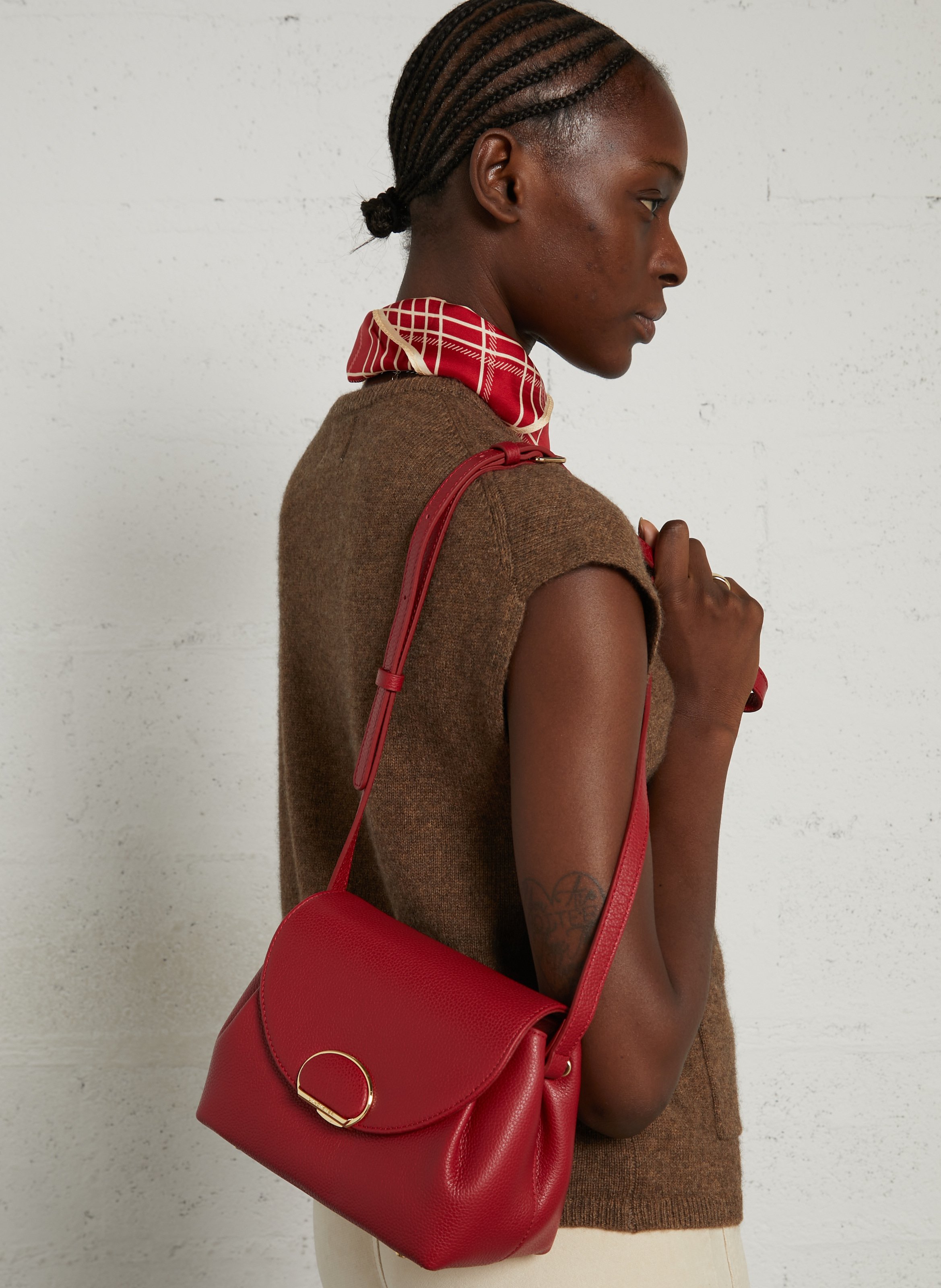 Sac bandoulière en cuir LANCASTER PARIS Rouge