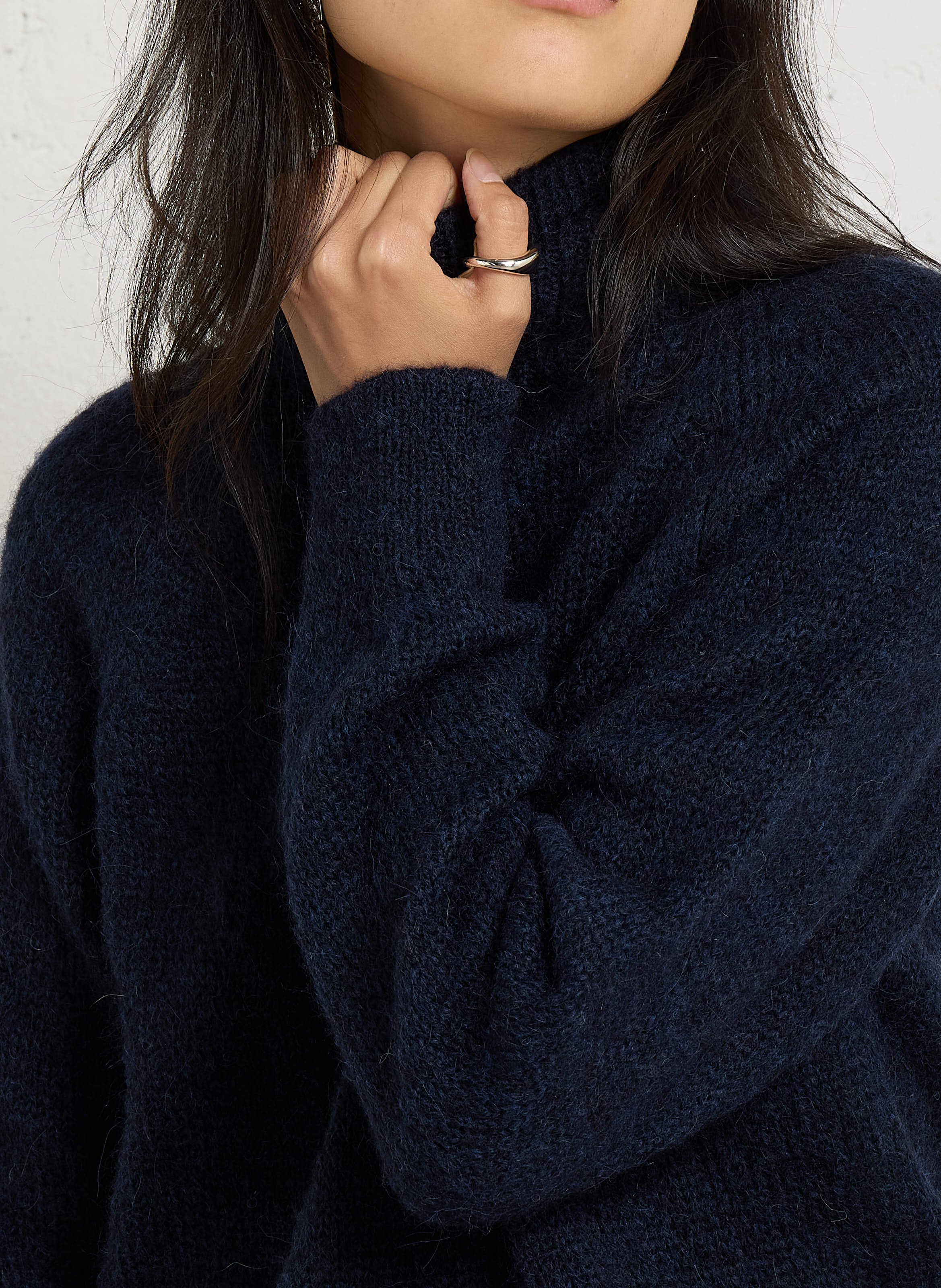 Trui met opstaande kraag van alpaca en gemengde wol MASSCOB Blauw