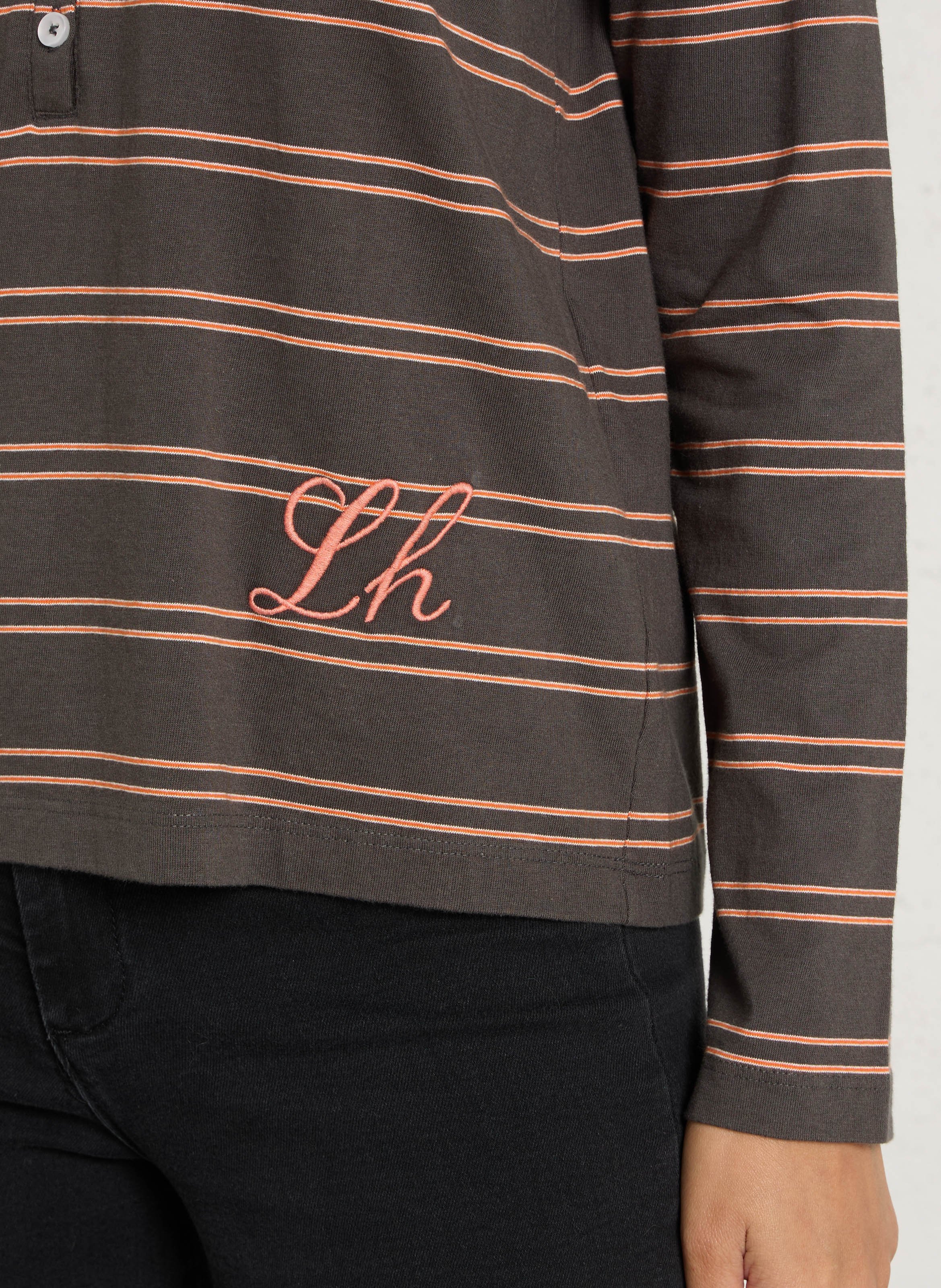 Striped organic cotton T-shirt LEON & HARPER Grey