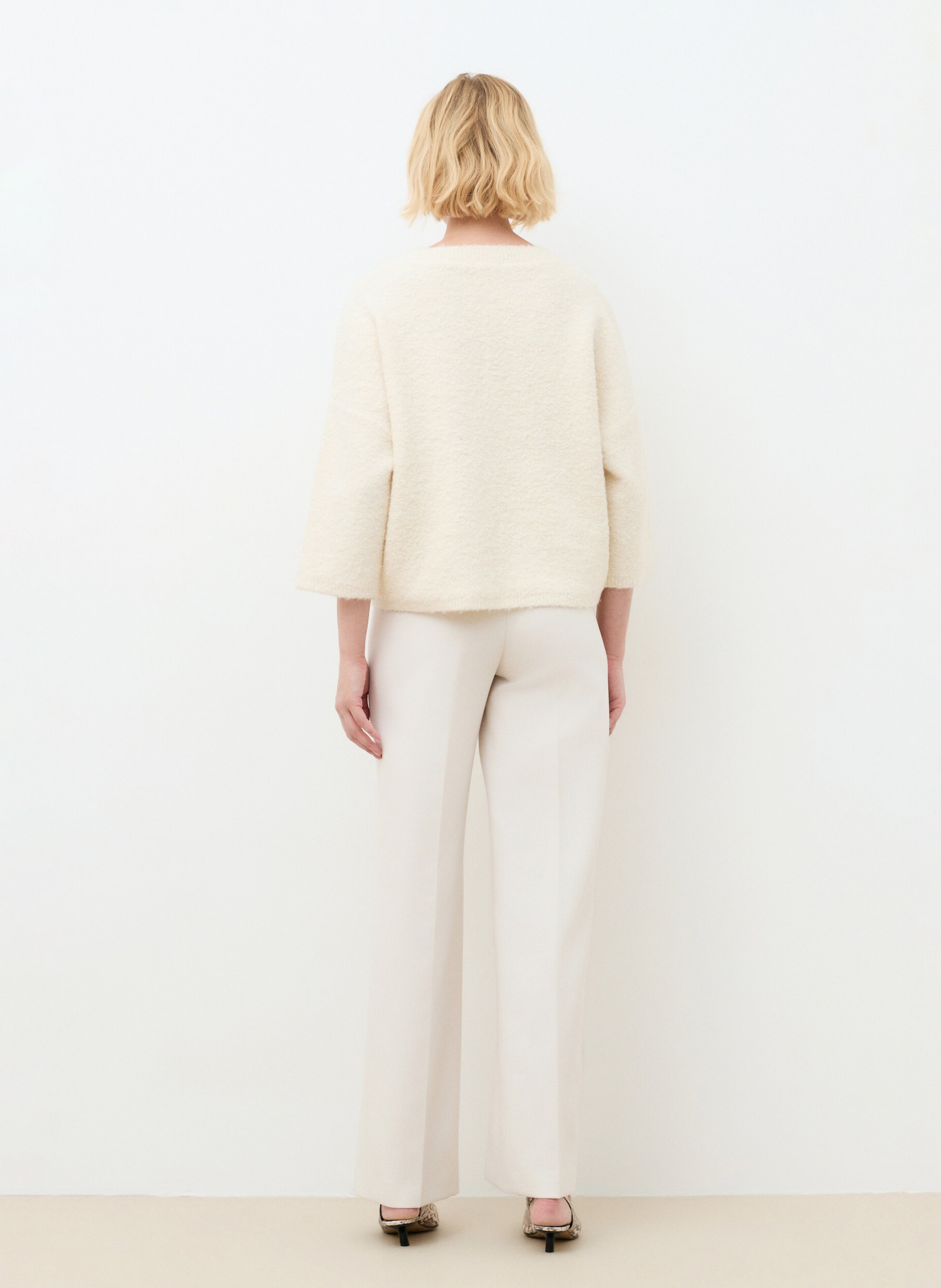 Pull col rond duveteux  CAROLL Beige
