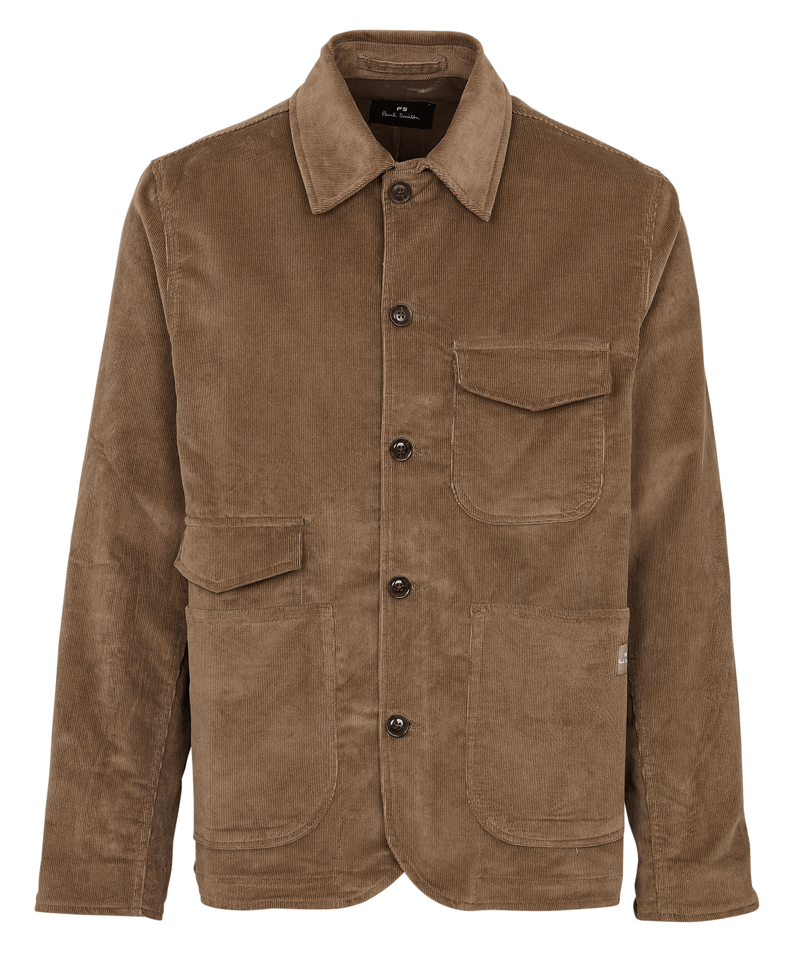 Straight-fit jacket with a classic collar in ribbed cotton blend PAUL SMITH Brown