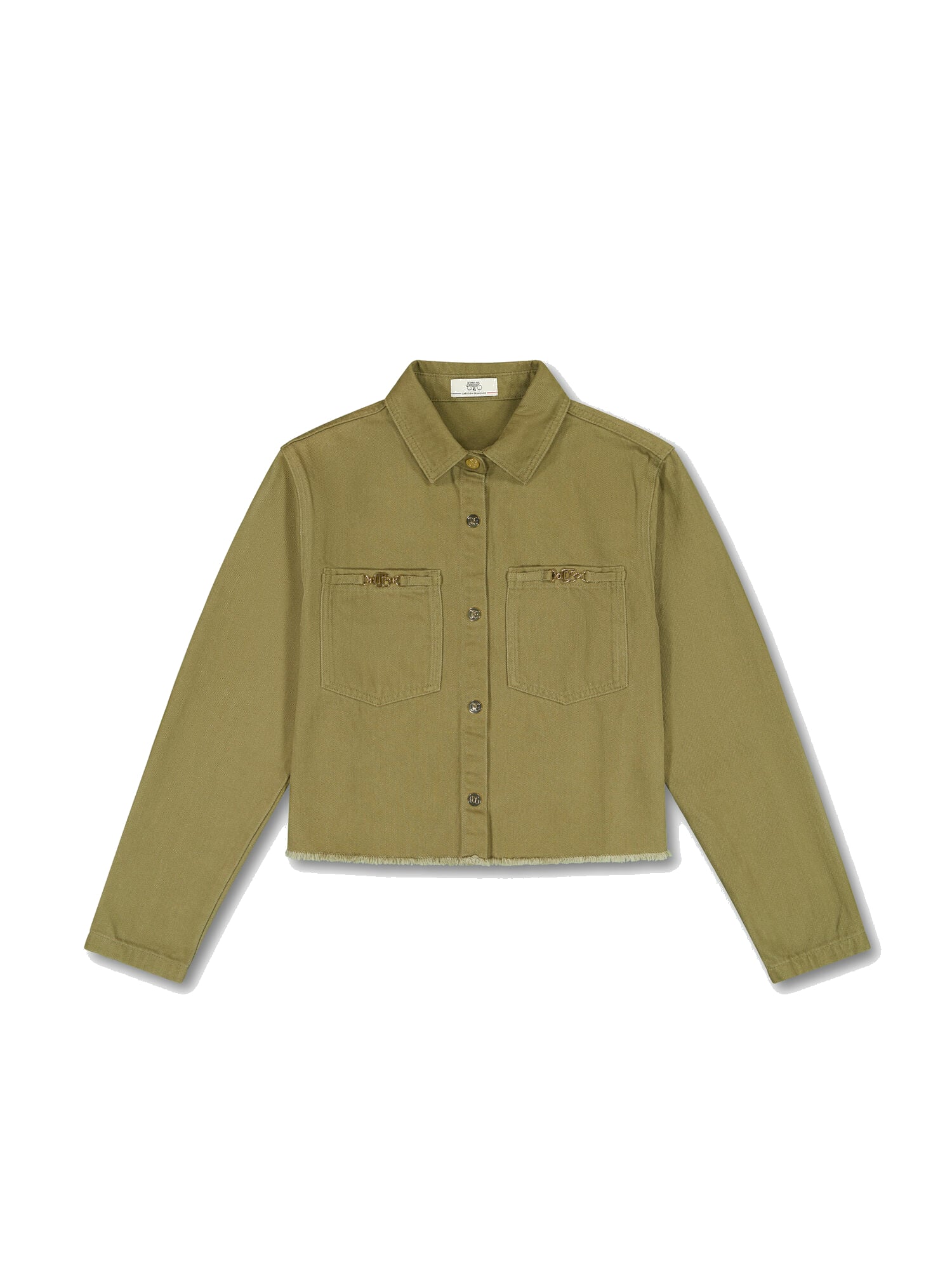 Snap-Front Shirt-Collar Jacket LE TEMPS DES CERISES Khaki