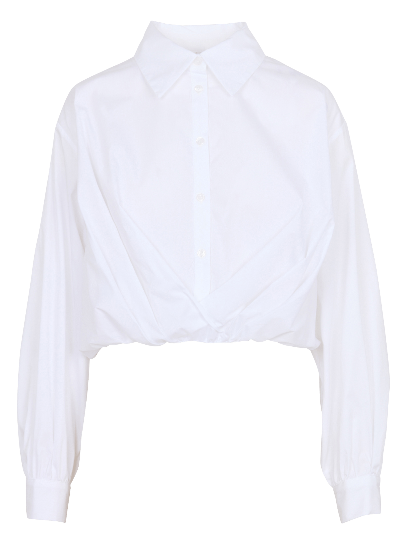 Classic collar cotton shirt bodysuit IMPERIAL White