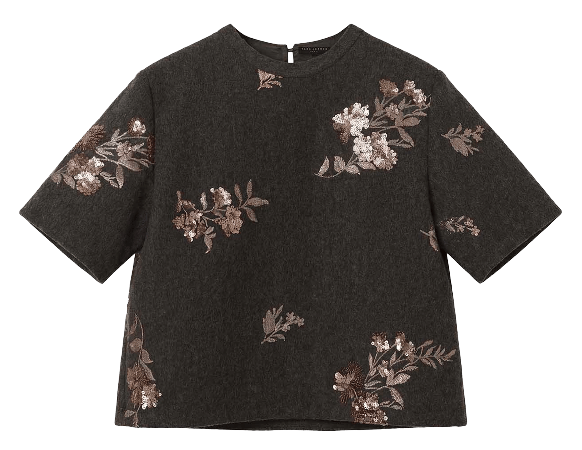 Short-sleeved top with embroidery TARA JARMON Grey