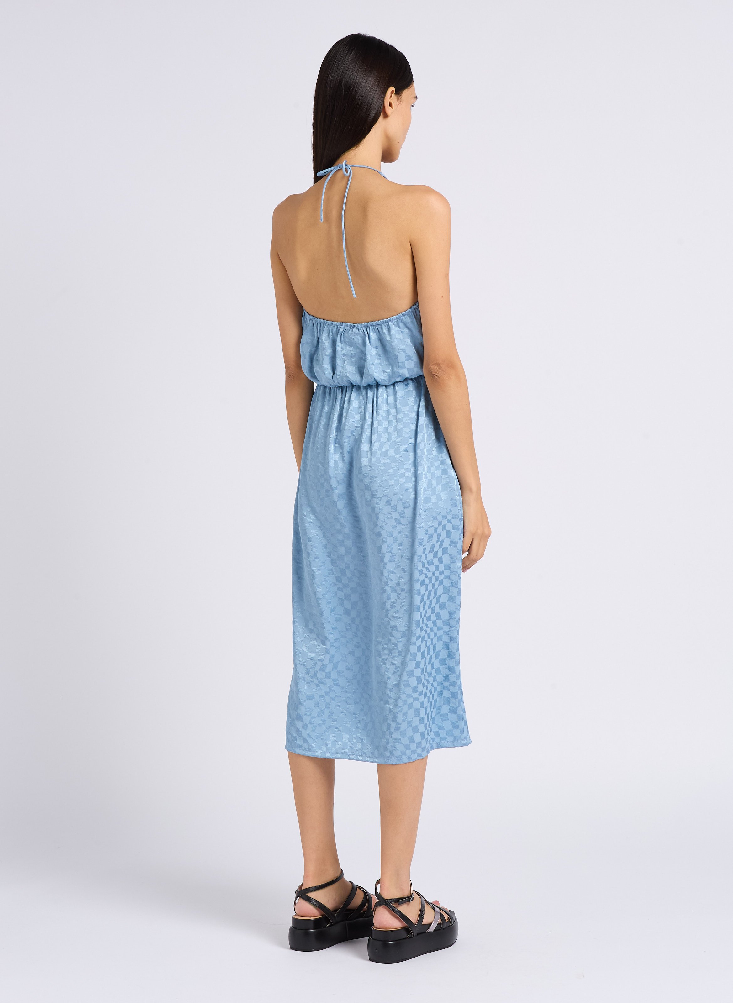 Robe midi droite satinée RITA ROW Bleu