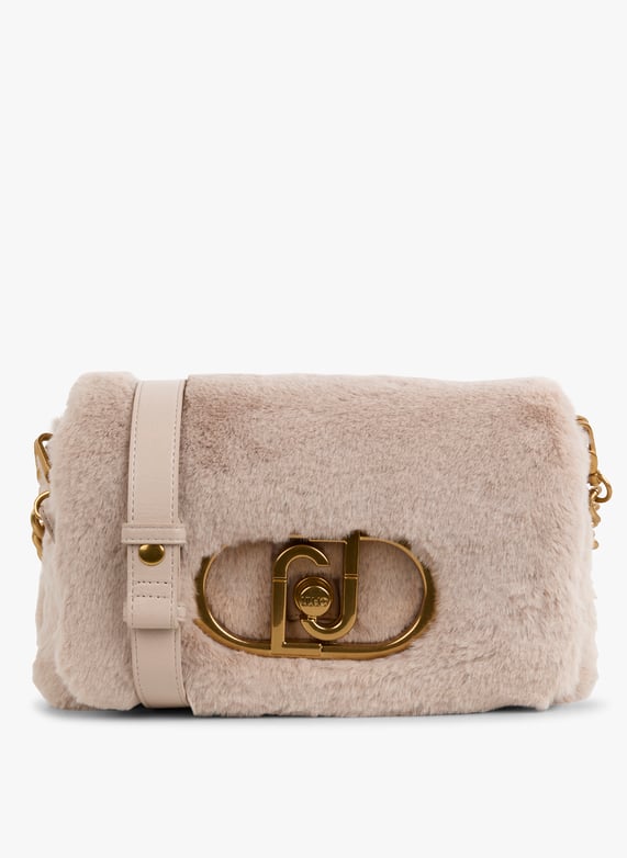 Umhangetasche aus Kunstpelz in Beige
