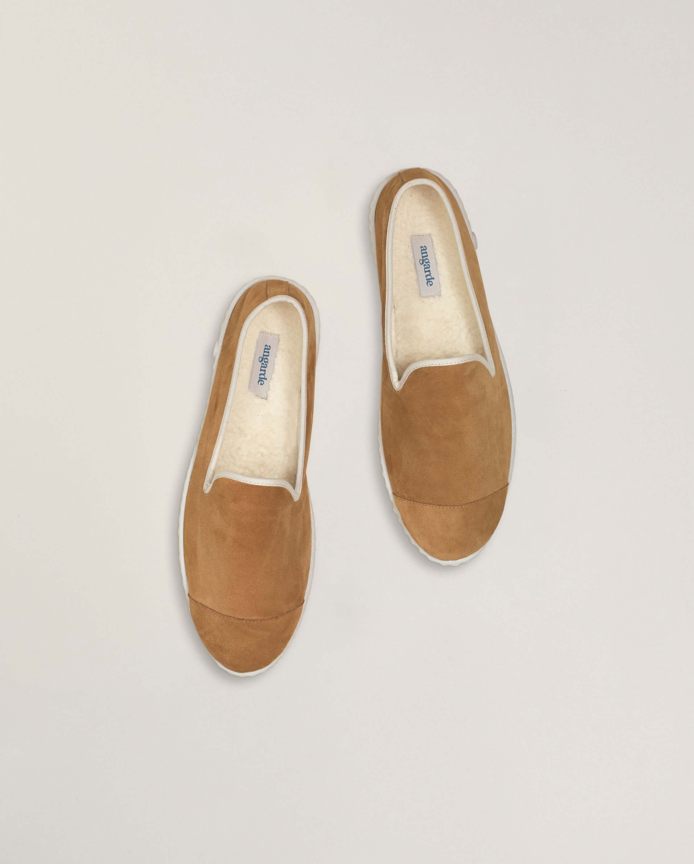 Women's leather slipper, camel ANGARDE Brown