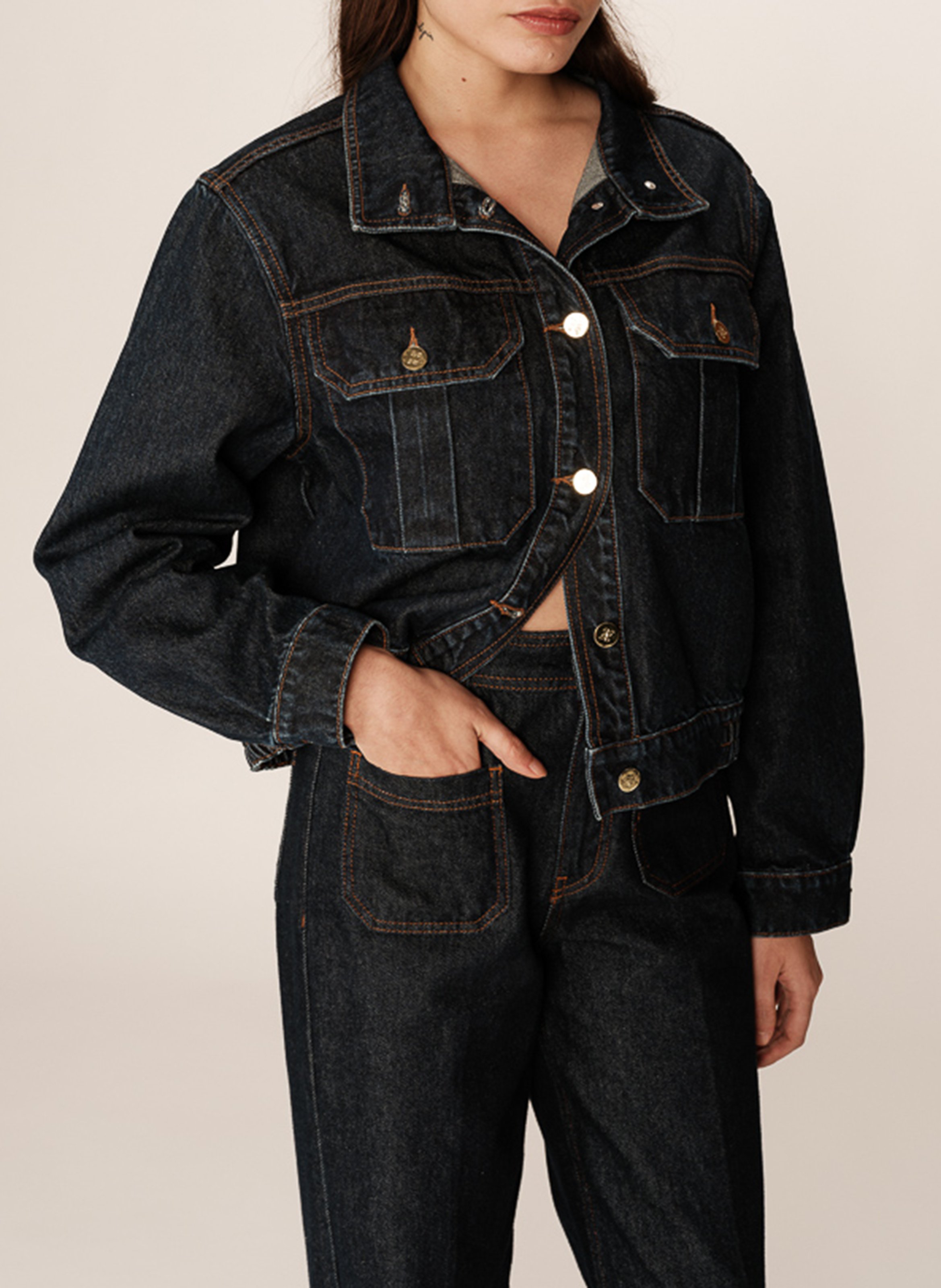 Straight cotton jacket GRACE ET MILA Blue