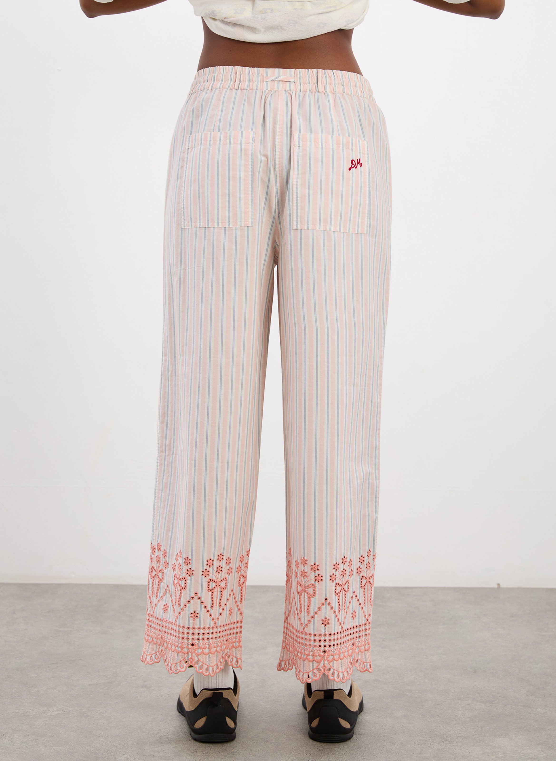 Straight striped pants with embroideries DAMSON MADDER Orange