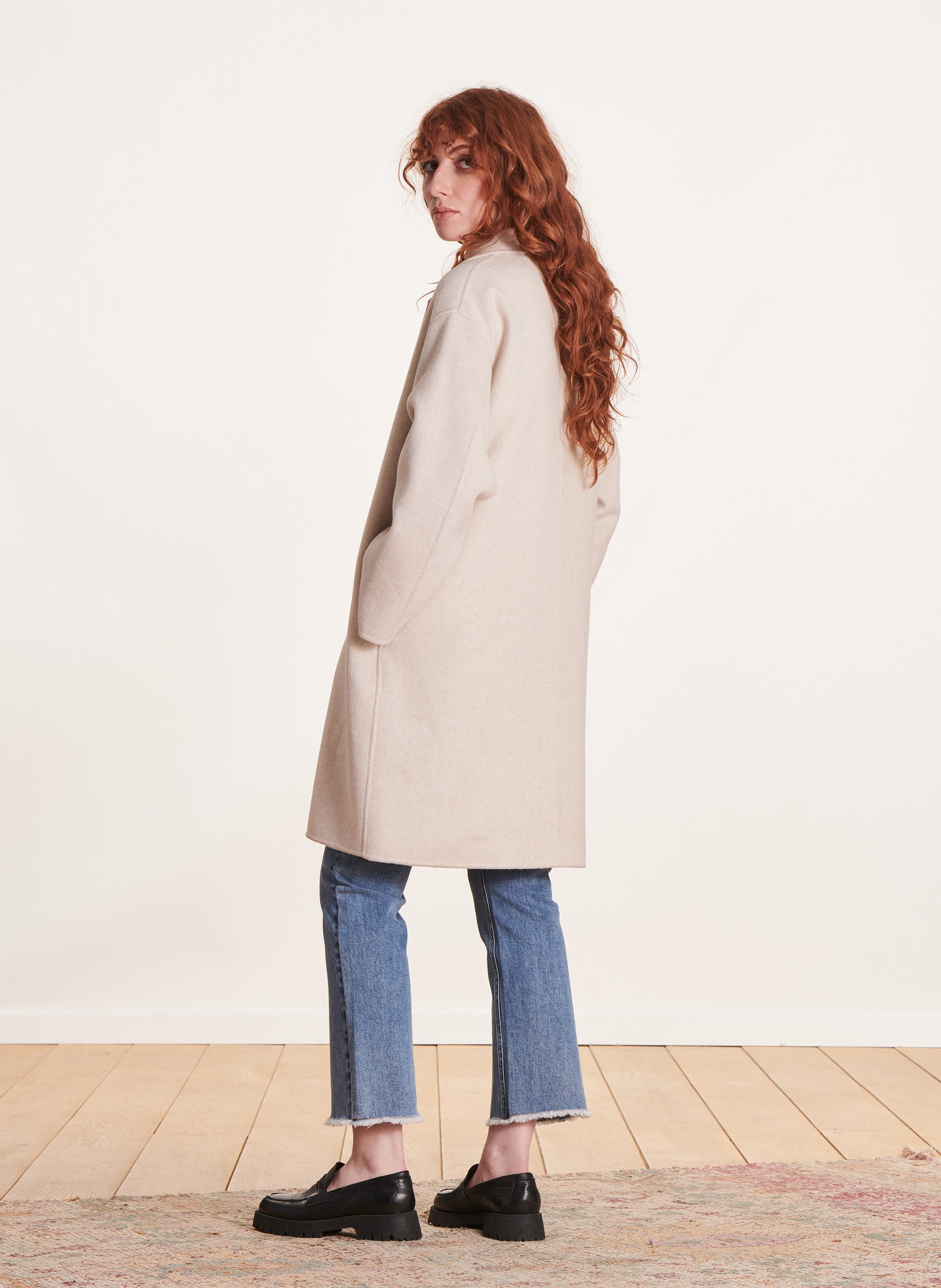 Wool-blend coat with tailored collar LA FEE MARABOUTEE White