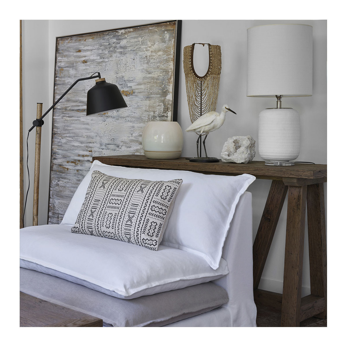 Rattan lamp base BLANC D'IVOIRE White