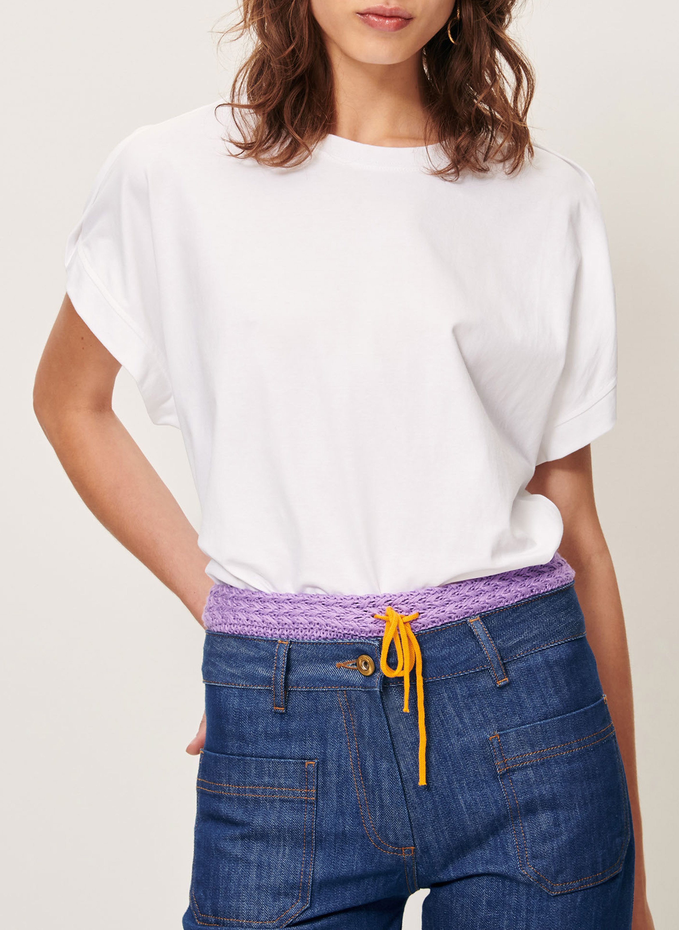 Tee-shirt court ample uni en coton SESSUN Blanc