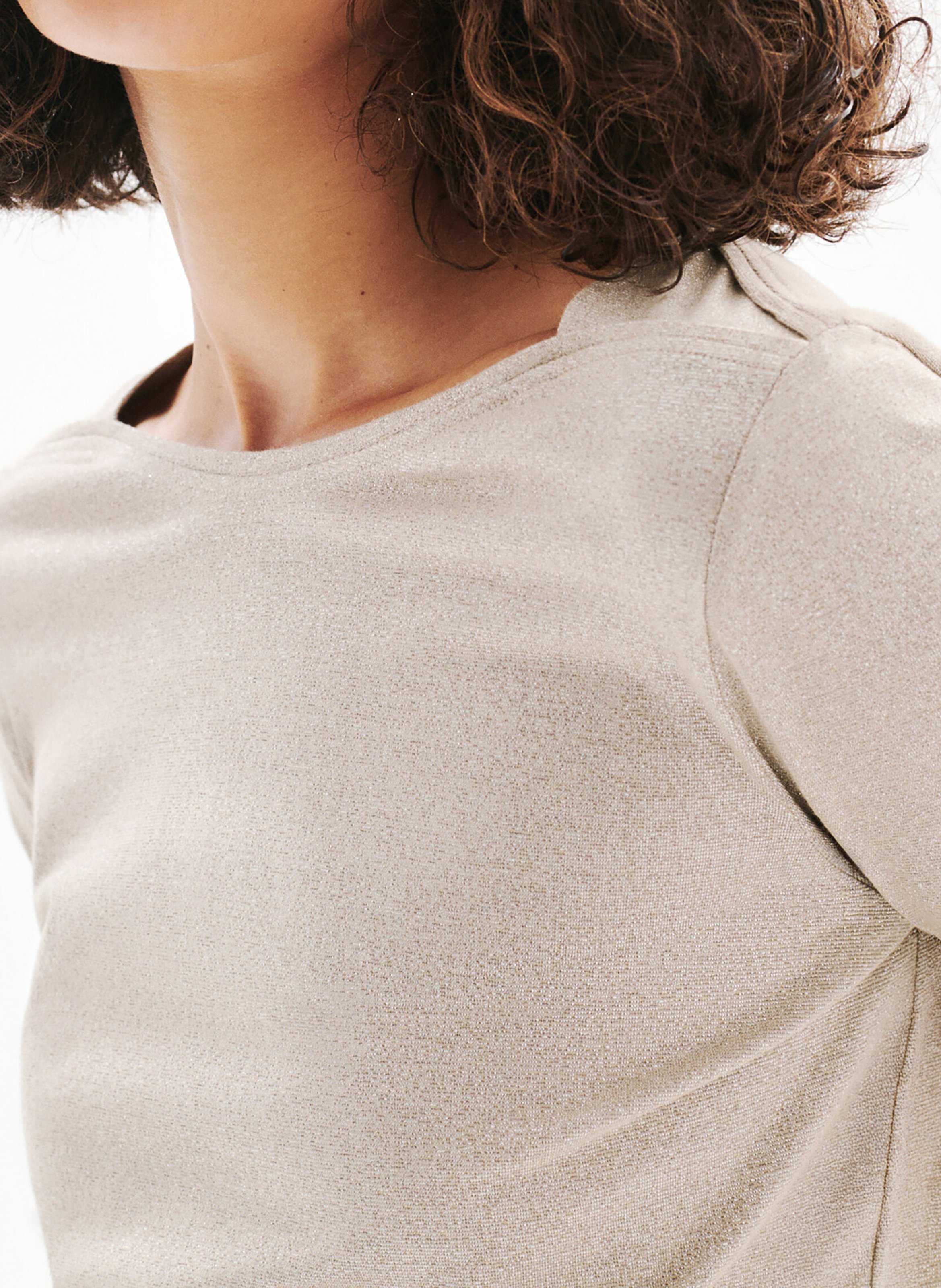 Tee-shirt col bateau en coton mélangé CAROLL Beige