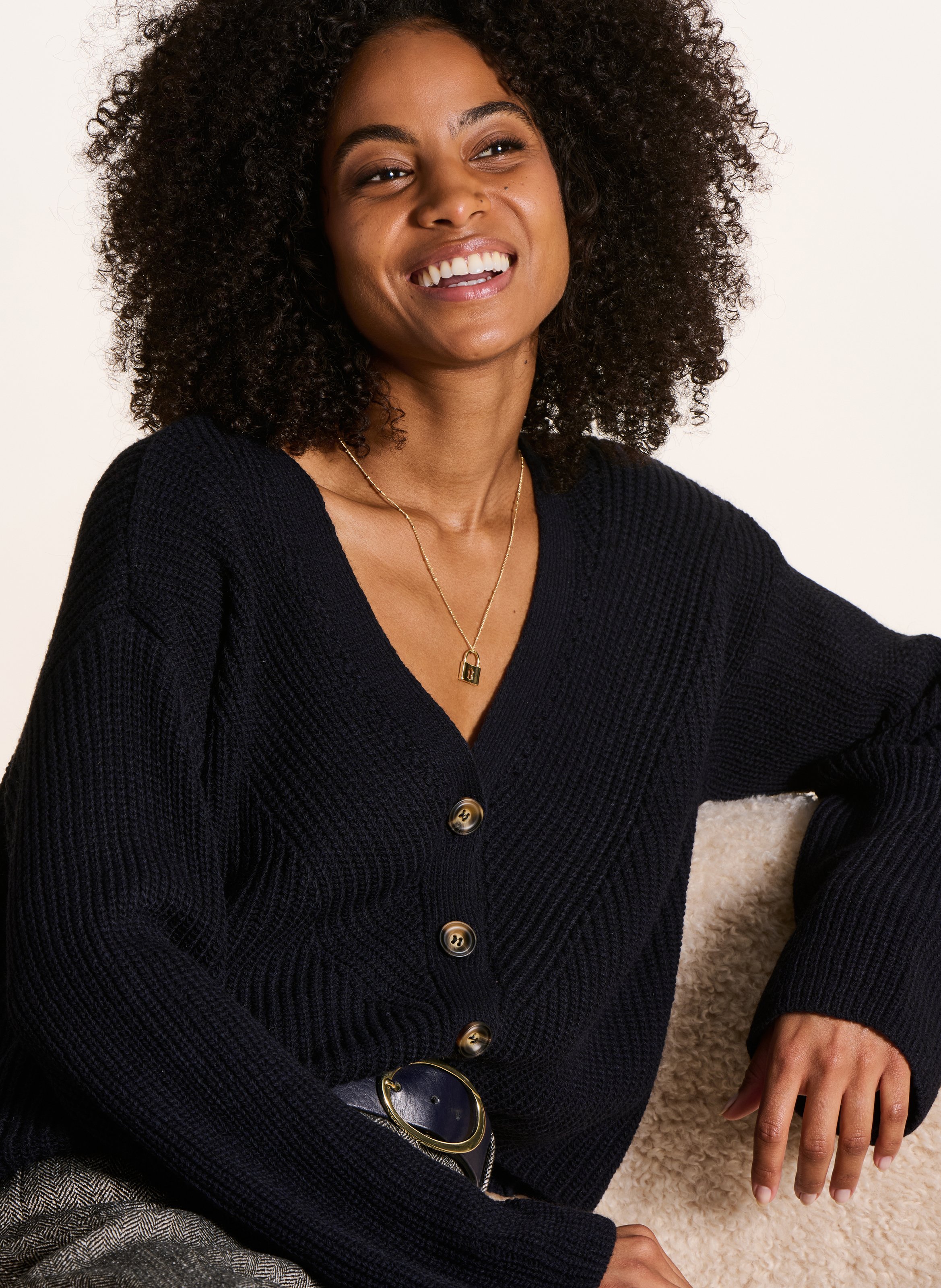 Gilet col V LA FEE MARABOUTEE Bleu