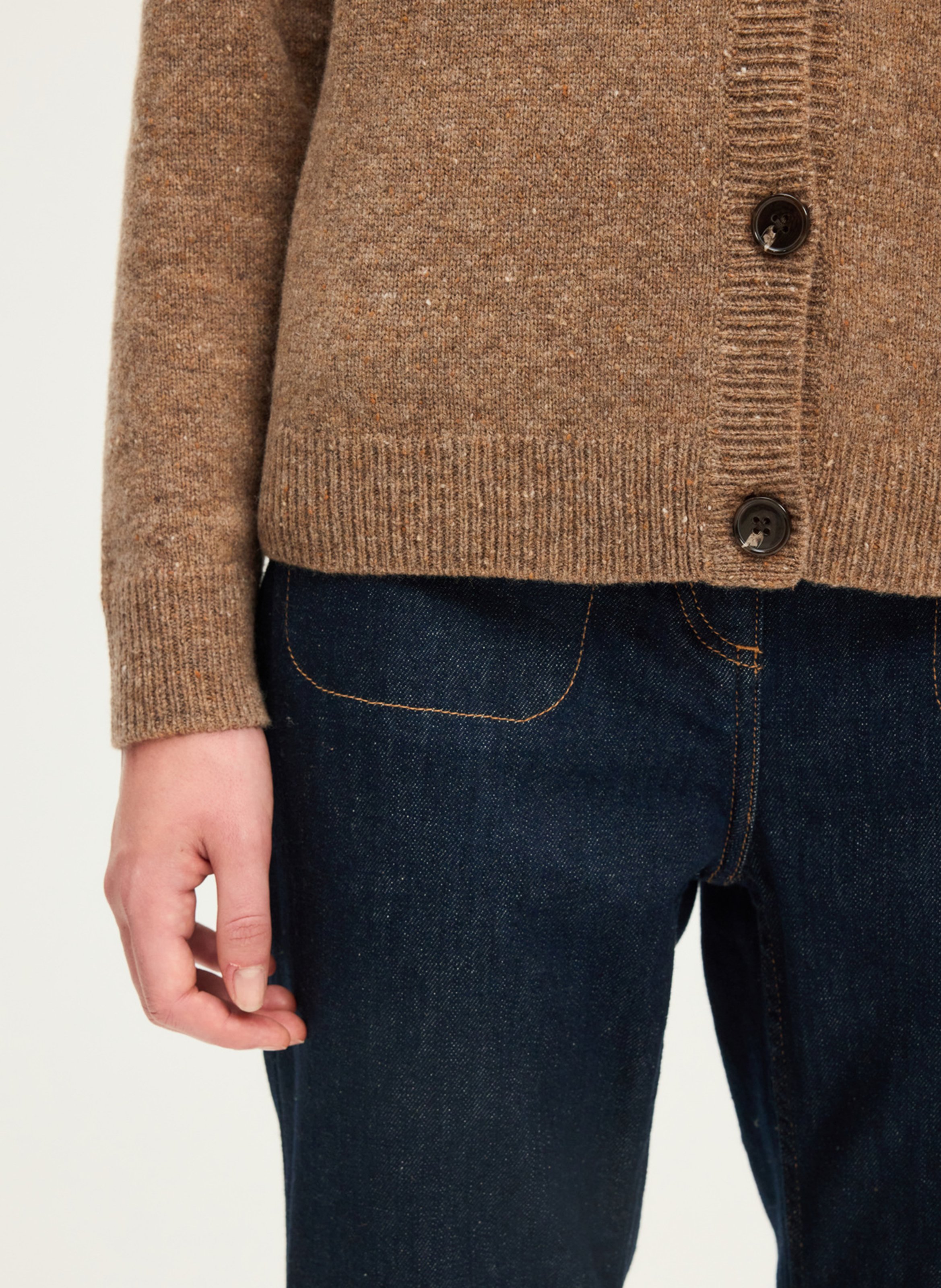 Mouwloos, wollen vest met V-hals PABLO Bruin