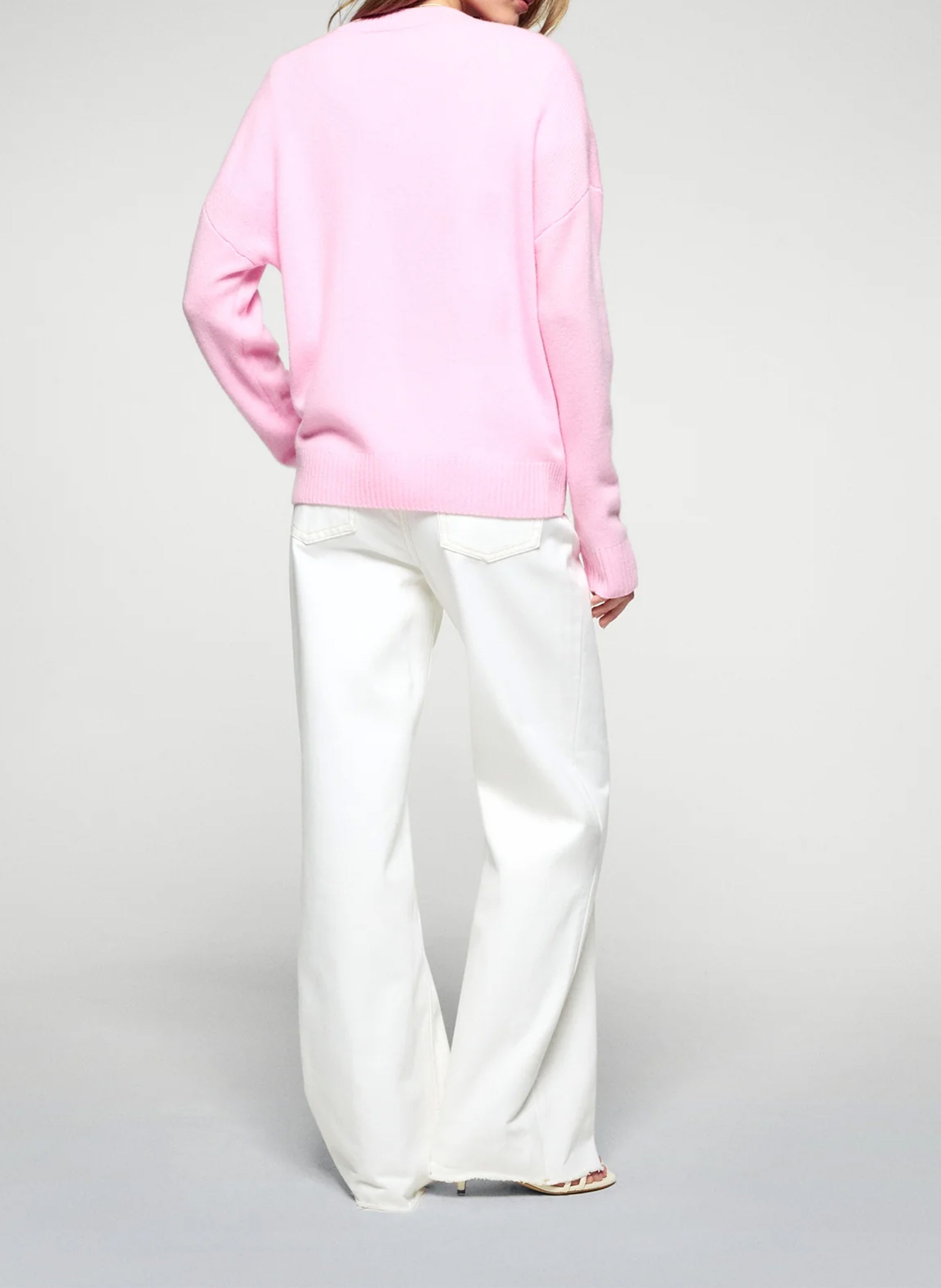 Round neck jacquard cashmere oversized sweater FROM FUTURE Pink