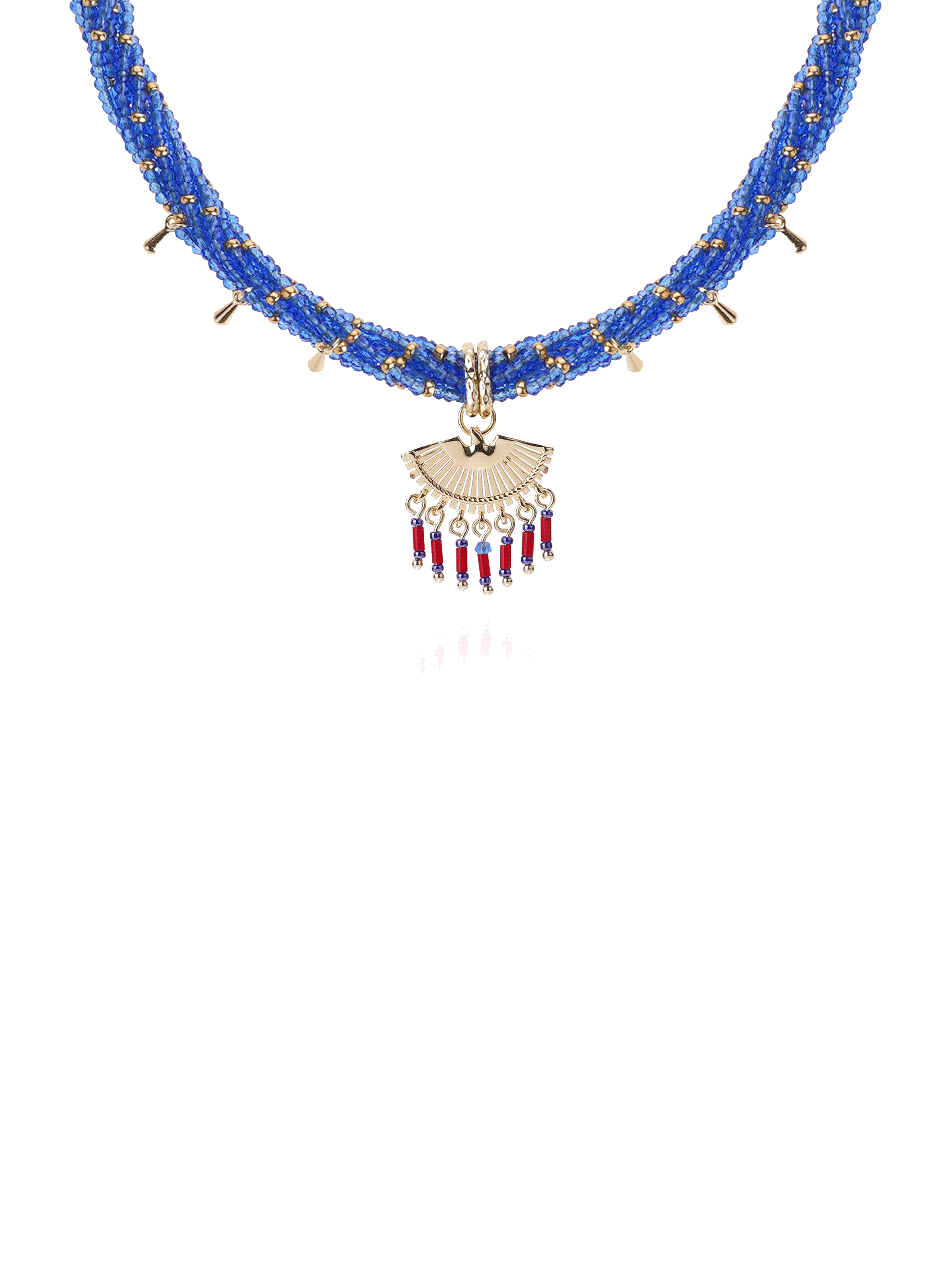 Twisted pearl necklace with charms and pendant HIPANEMA Blue