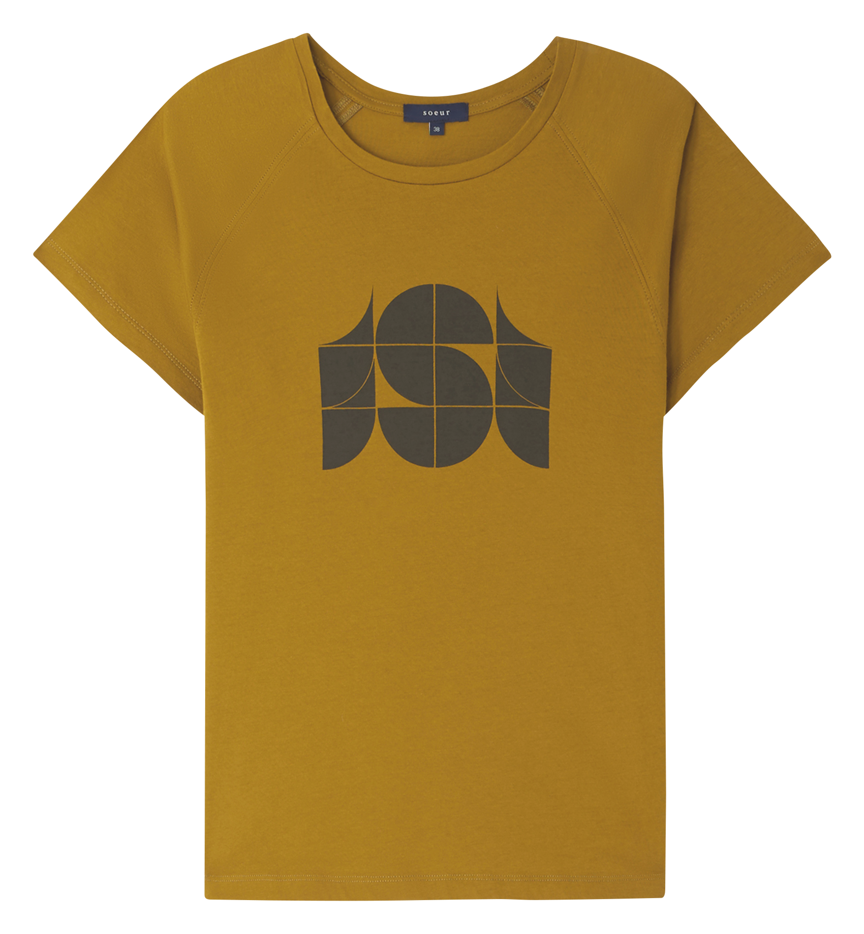 Tee-shirt sérigraphié en coton SOEUR Marron