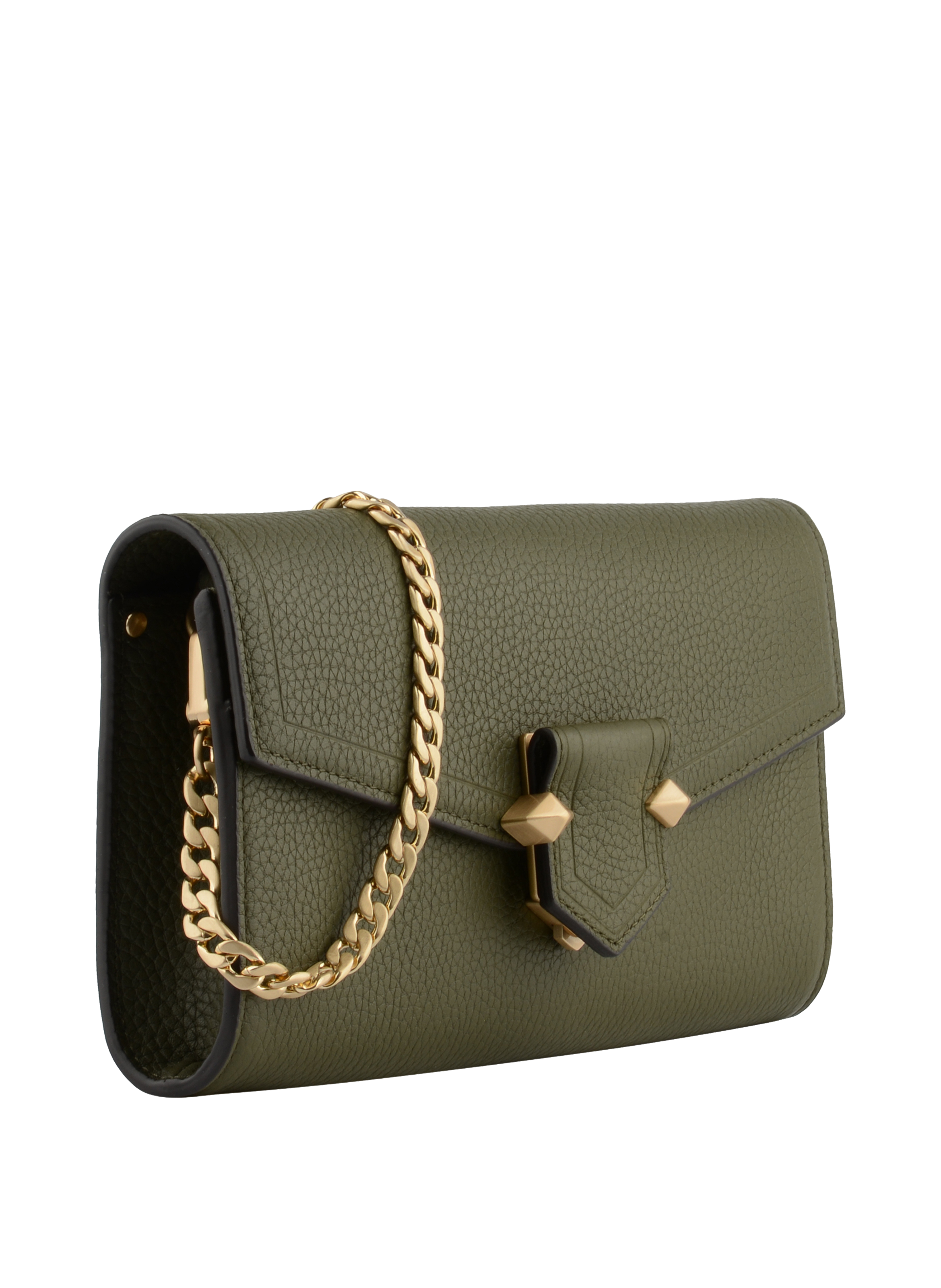 Clutch - cowhide leather POURCHET Khaki