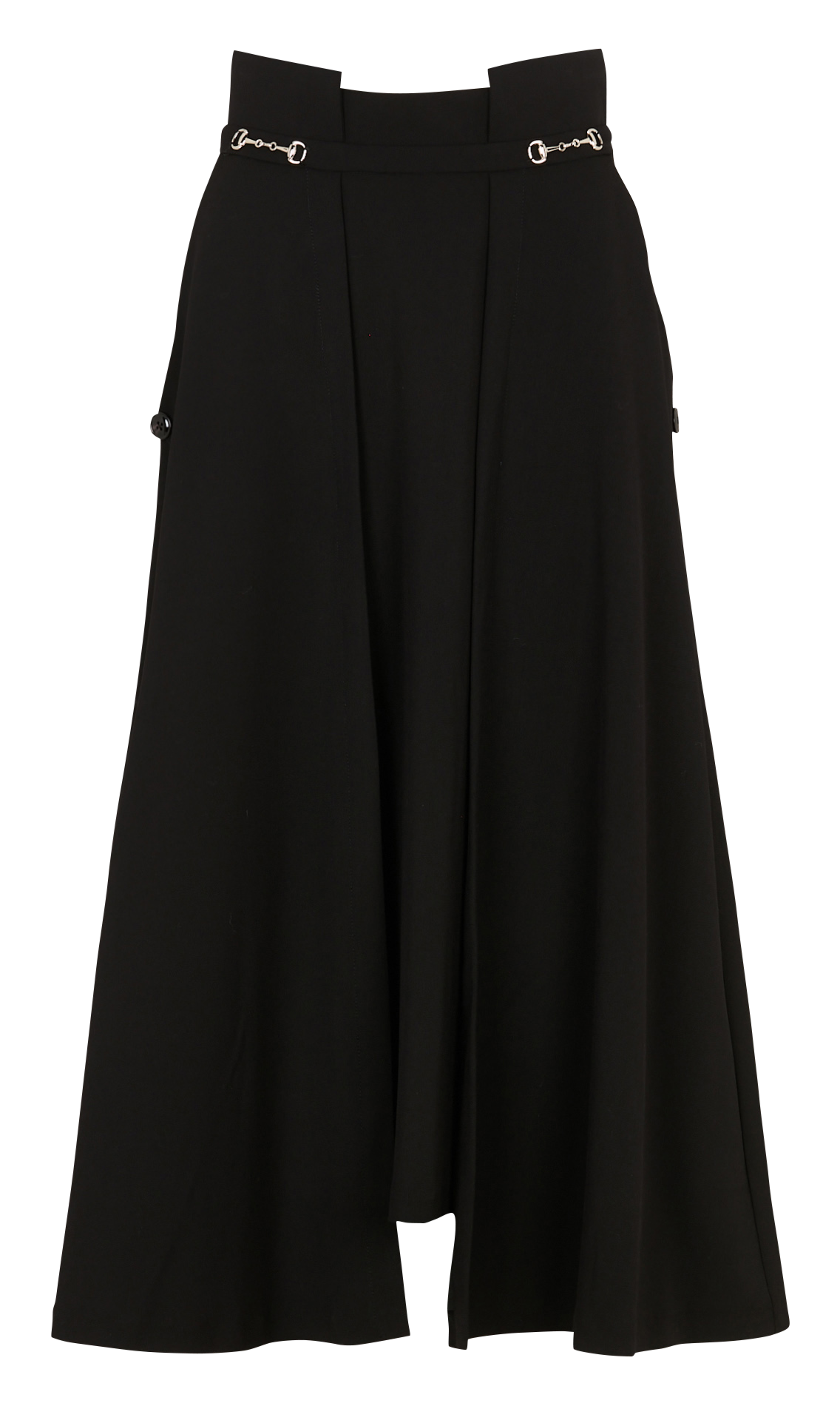 Wijde effen plooirok BERENICE Zwart