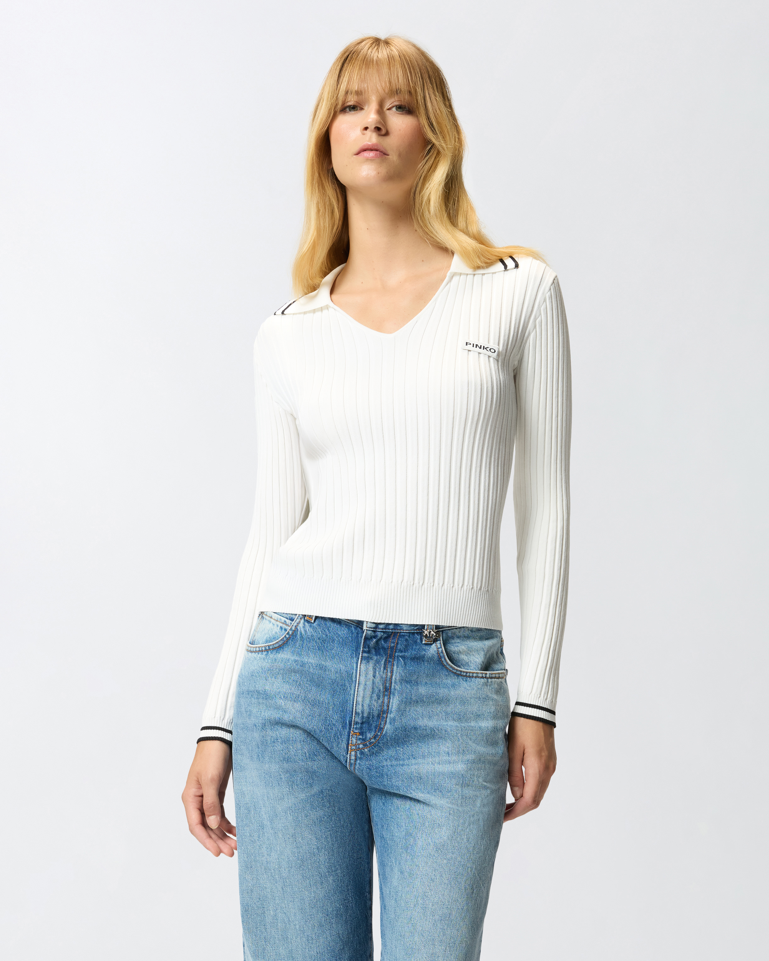 Polo-style sweater PINKO White
