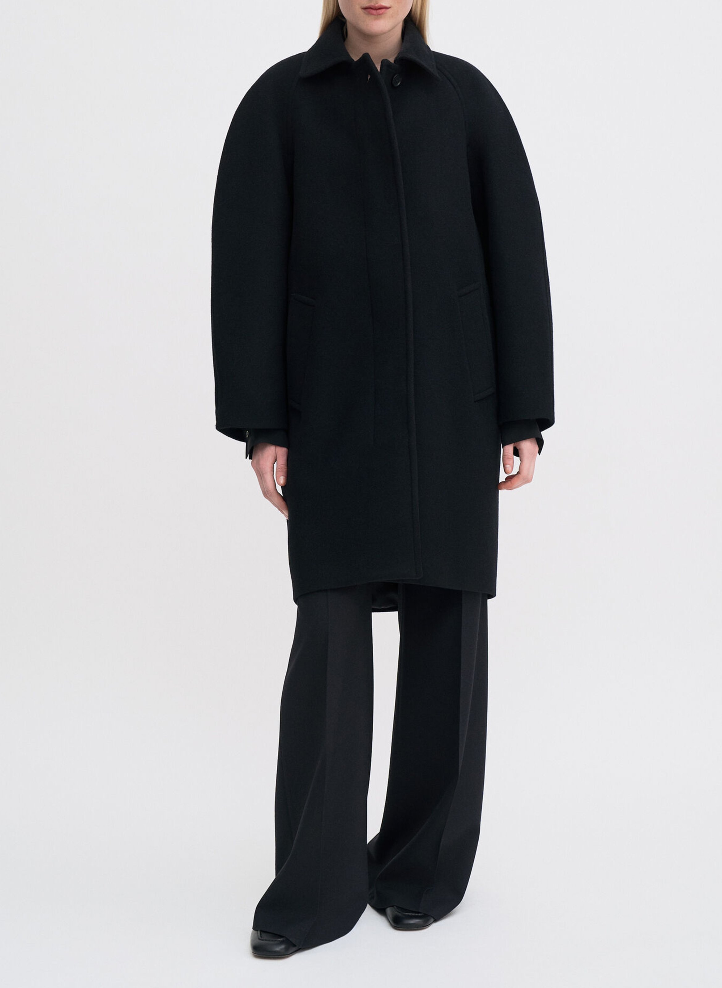 Oversized jas met klassieke kraag van gerecyclede gemengde wol FILIPPA K Zwart