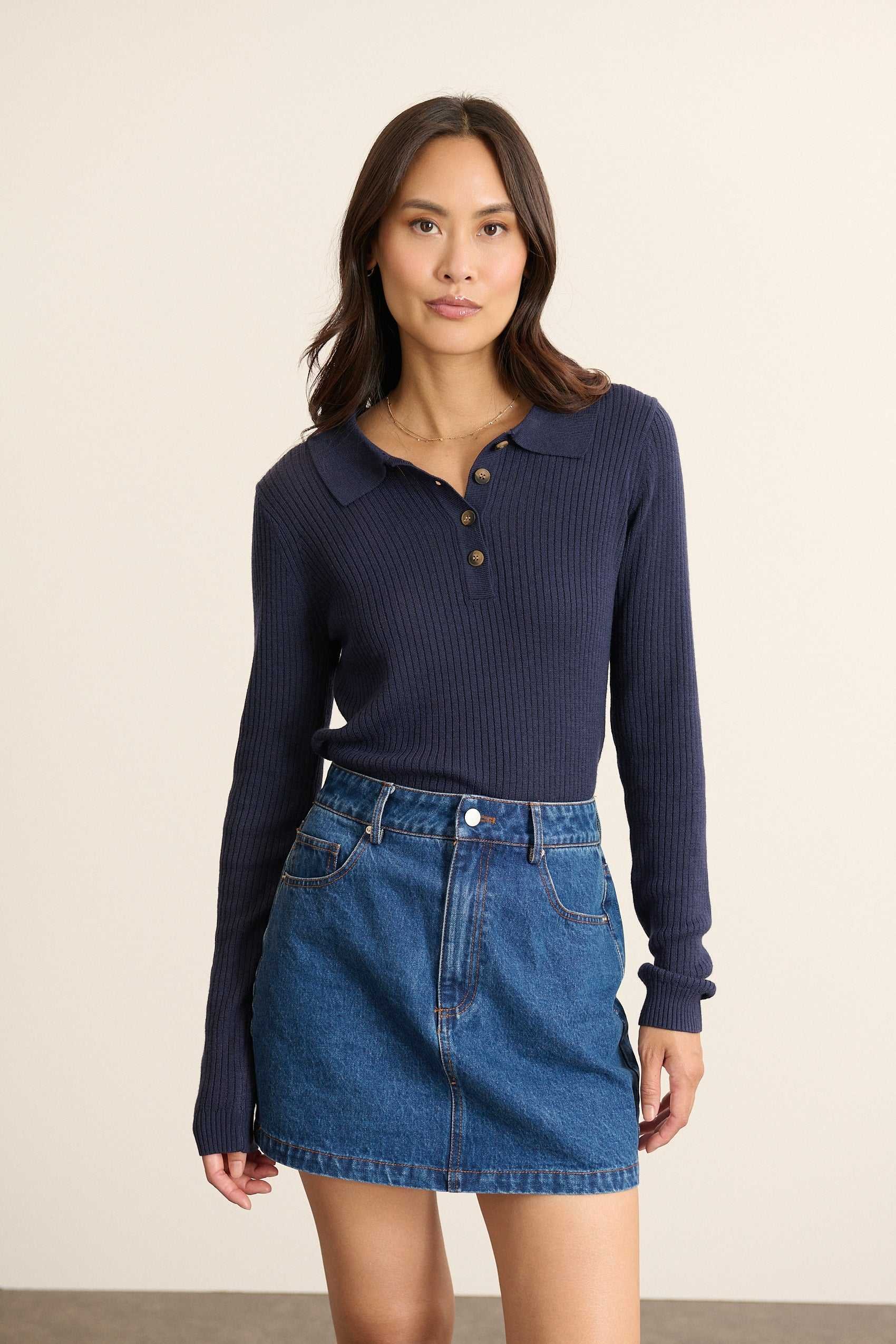 Long-sleeve polo neck sweater GARANCE PARIS Blue