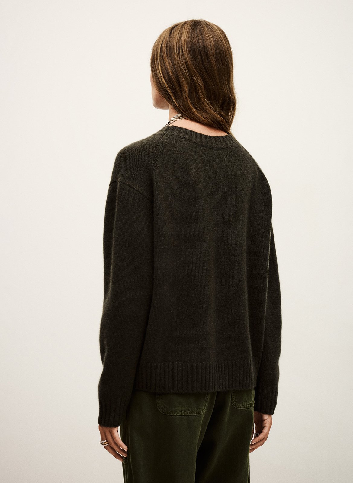 Oversized round neck cashmere sweater BA&SH Khaki