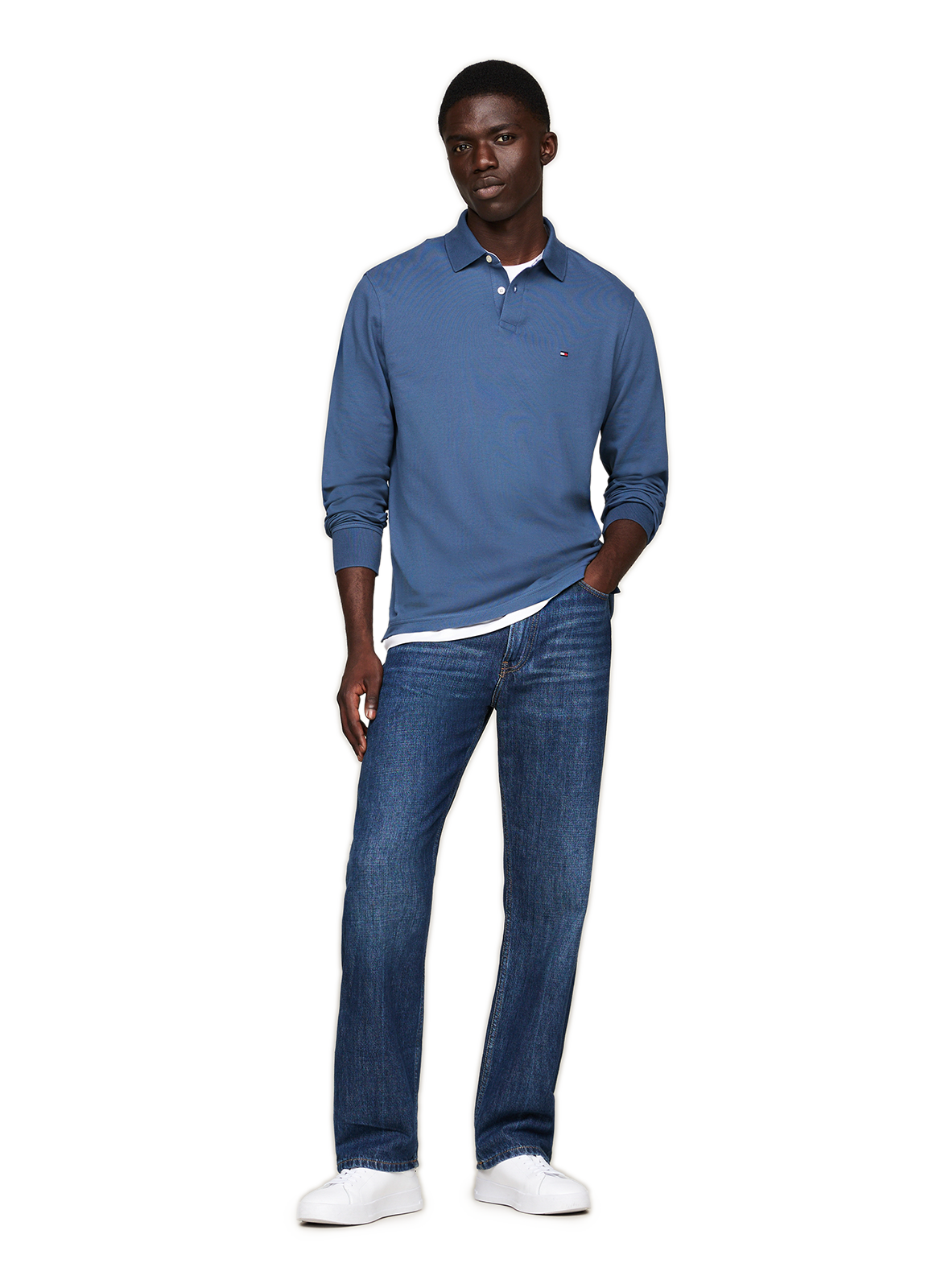 Polo regular-fit en coton bio mélangé  TOMMY HILFIGER Bleu