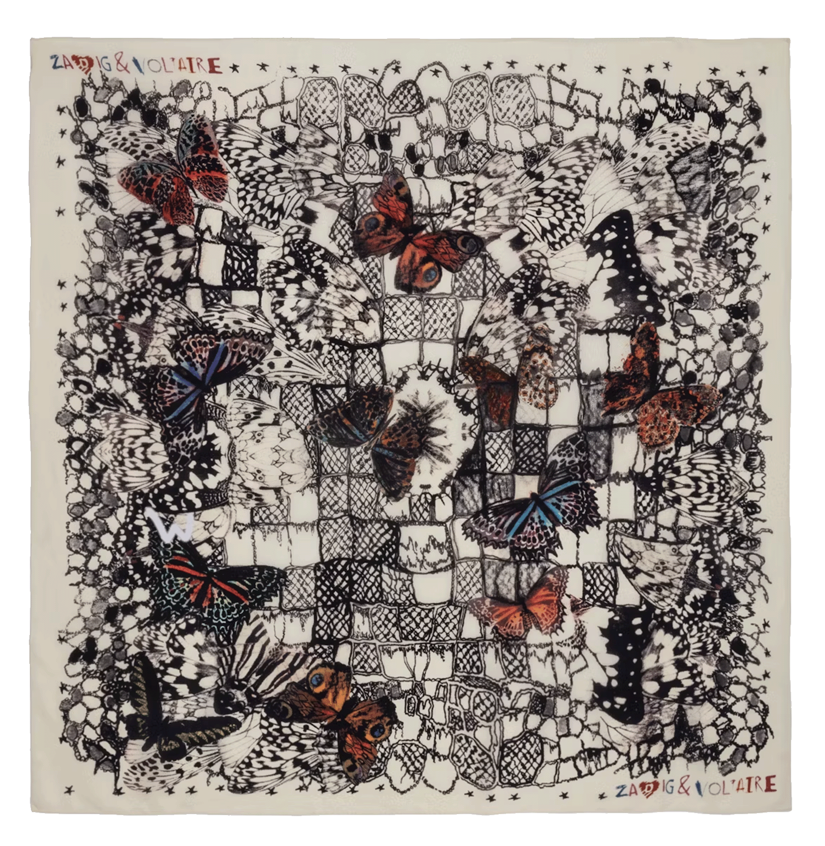 Foulard en soie imprimé ZADIG&VOLTAIRE Blanc