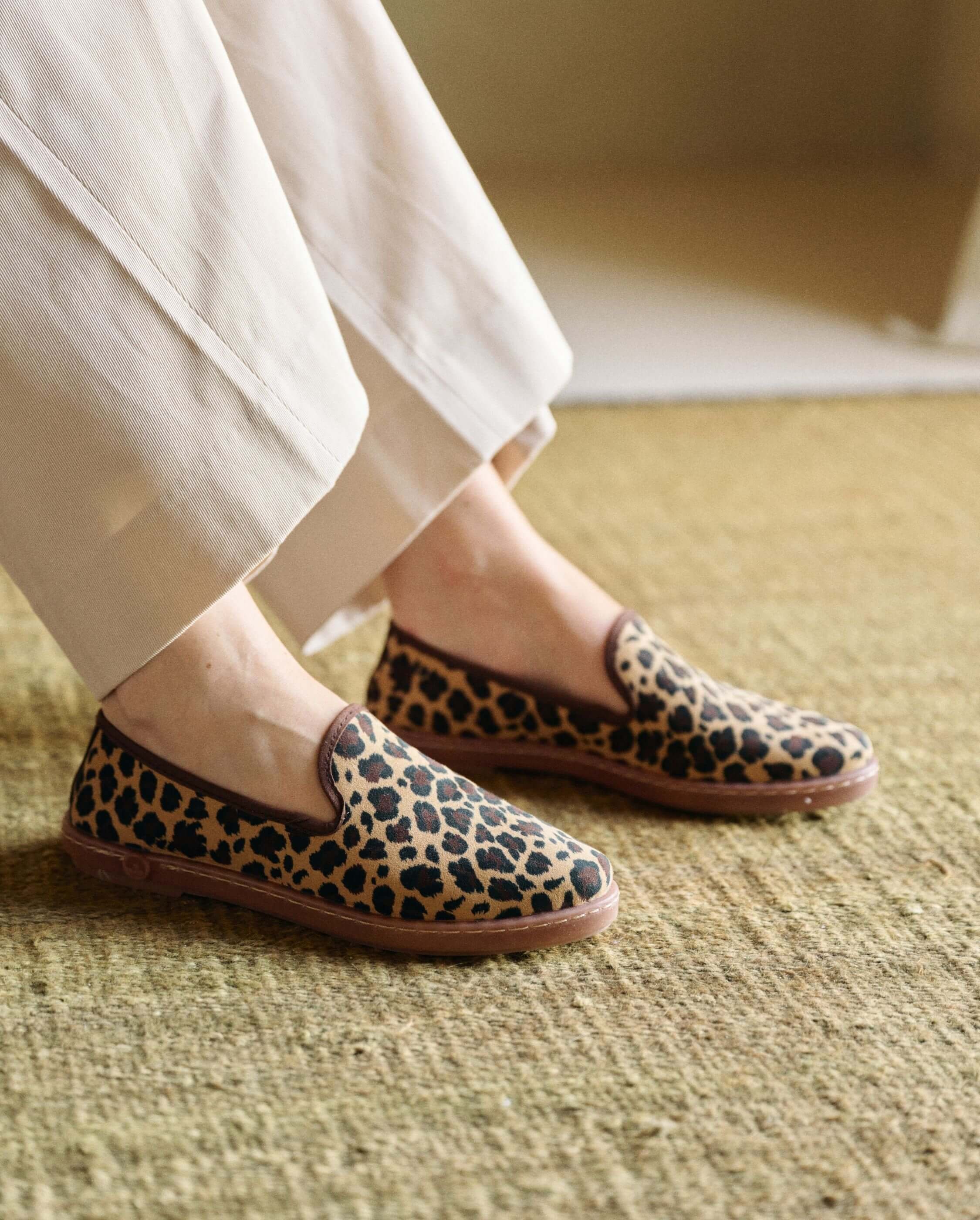 Women's suede leopard slippers ANGARDE Brown