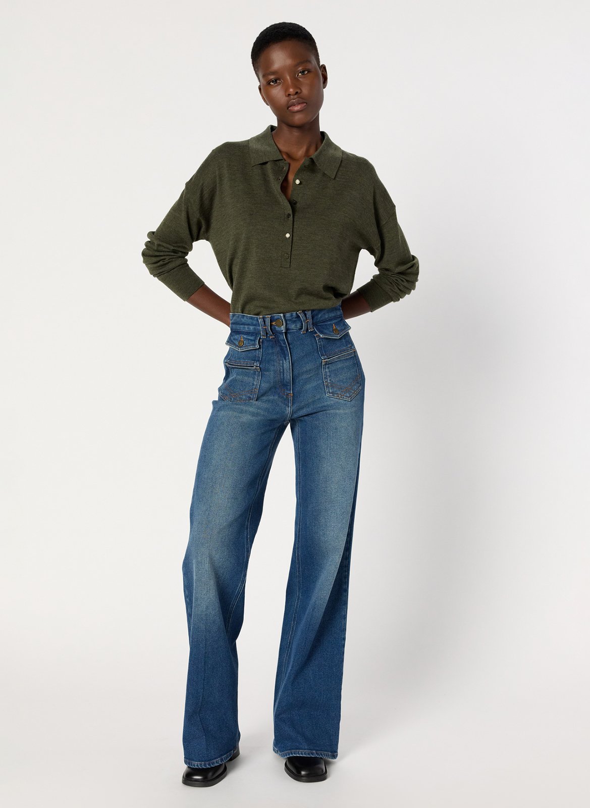 Pull col polo en laine GERARD DAREL Kaki