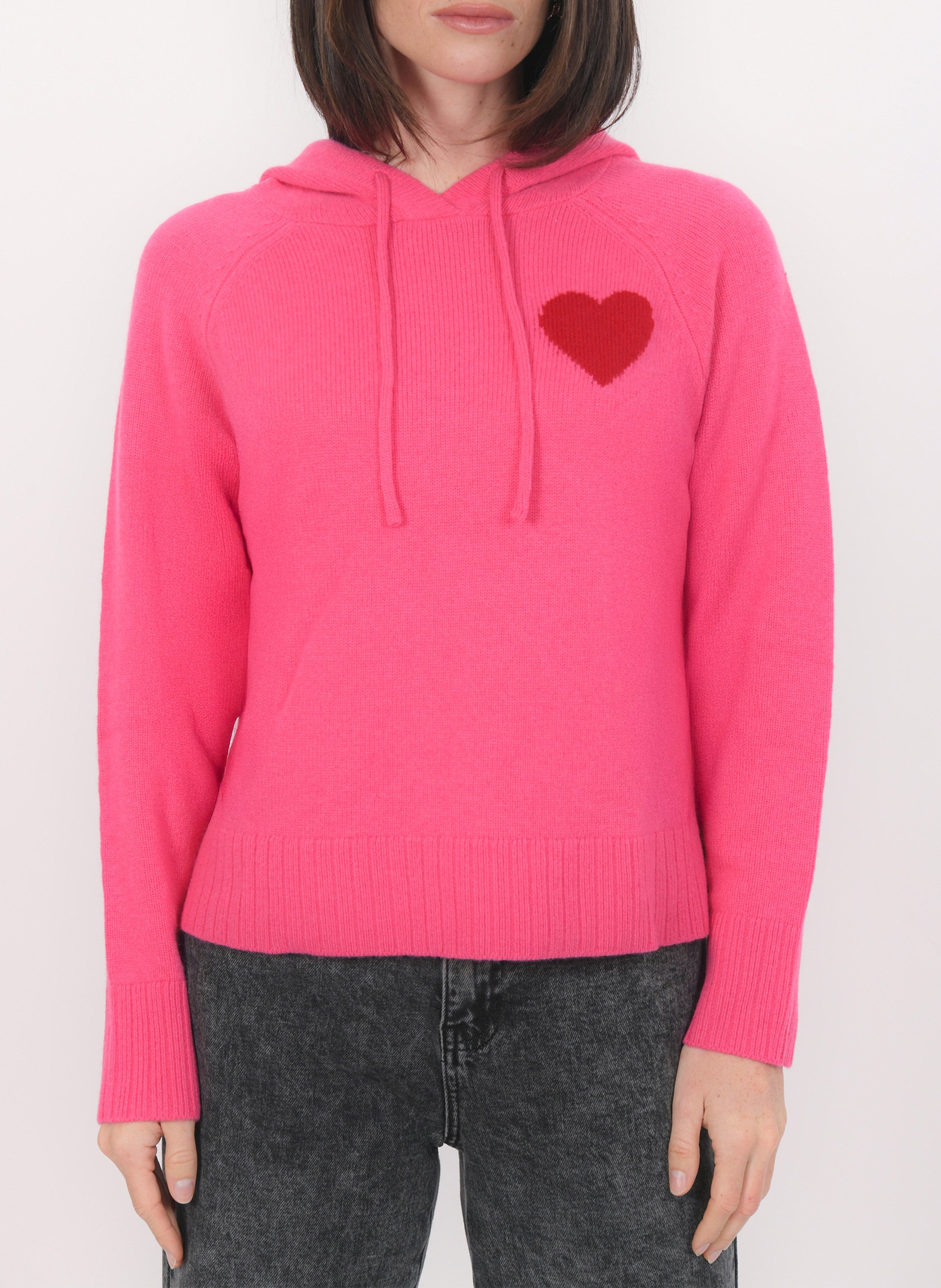 Pull oversize à capuche en laine et cachemire KOOKAI Rose