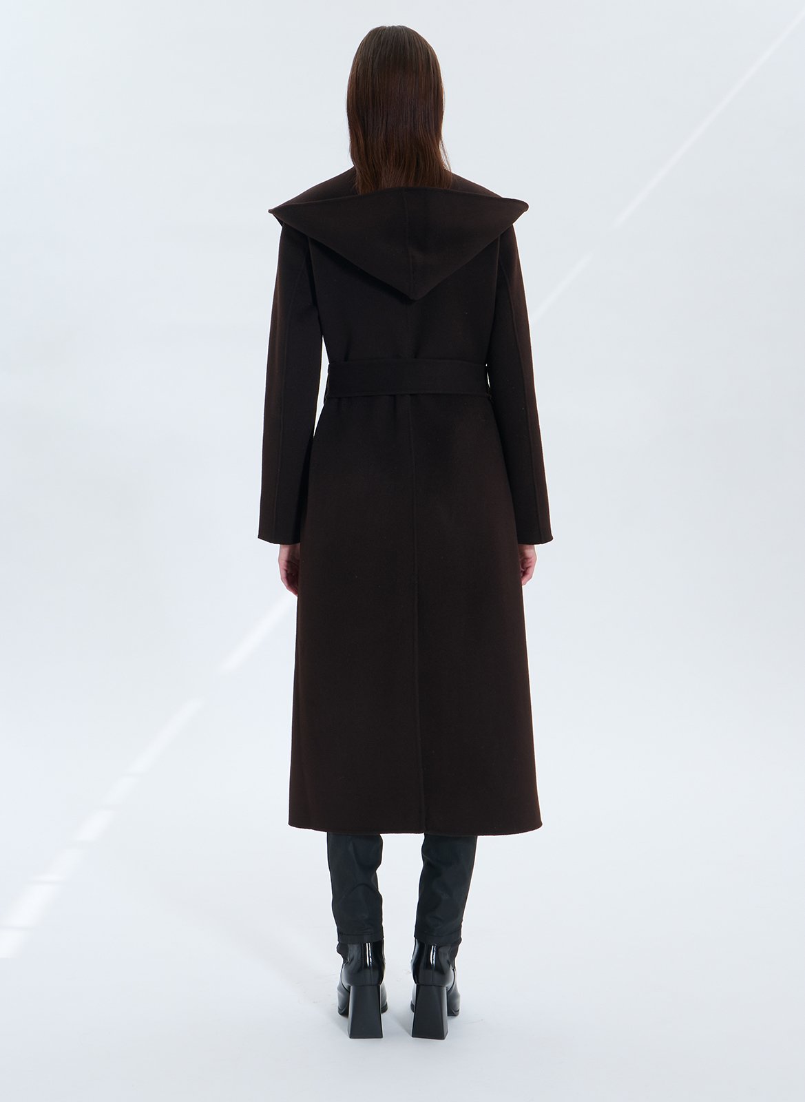 Long wool-blend coat with hood ZAPA Brown