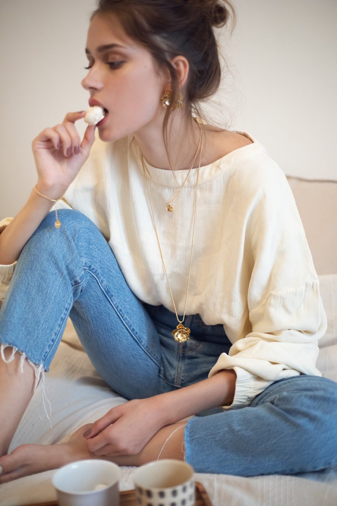 Gold-plated flower necklace Golden