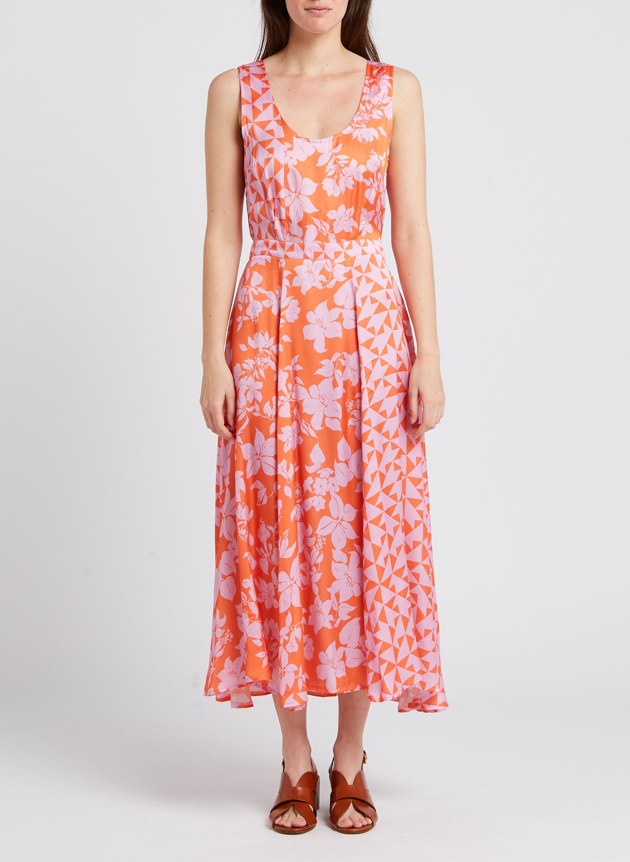 Robe longue imprimée dos ouvert LA PETITE FRANCAISE Orange