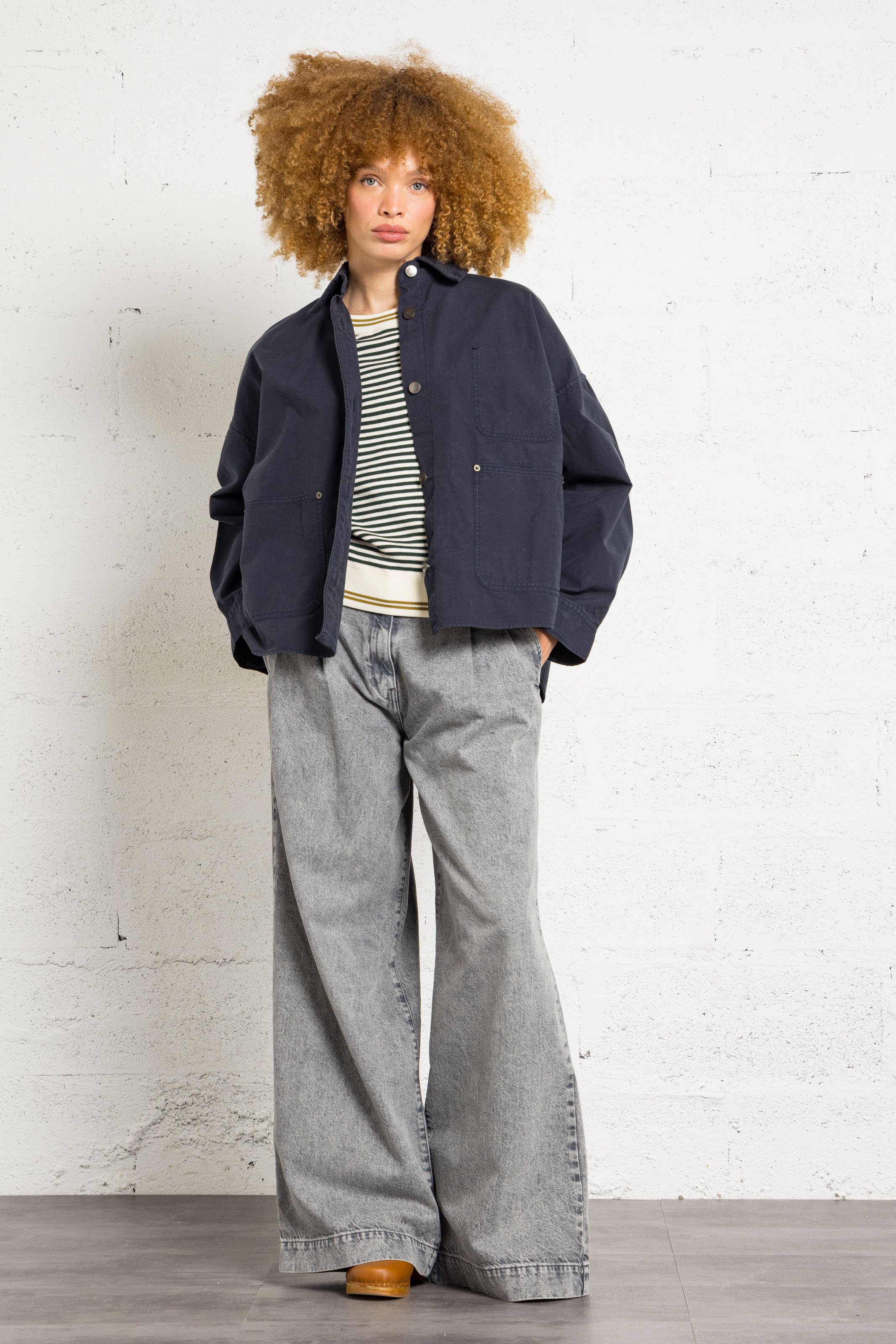 Baumwoll-Hemdjacke mit klassischem Kragen BELLEROSE Blau