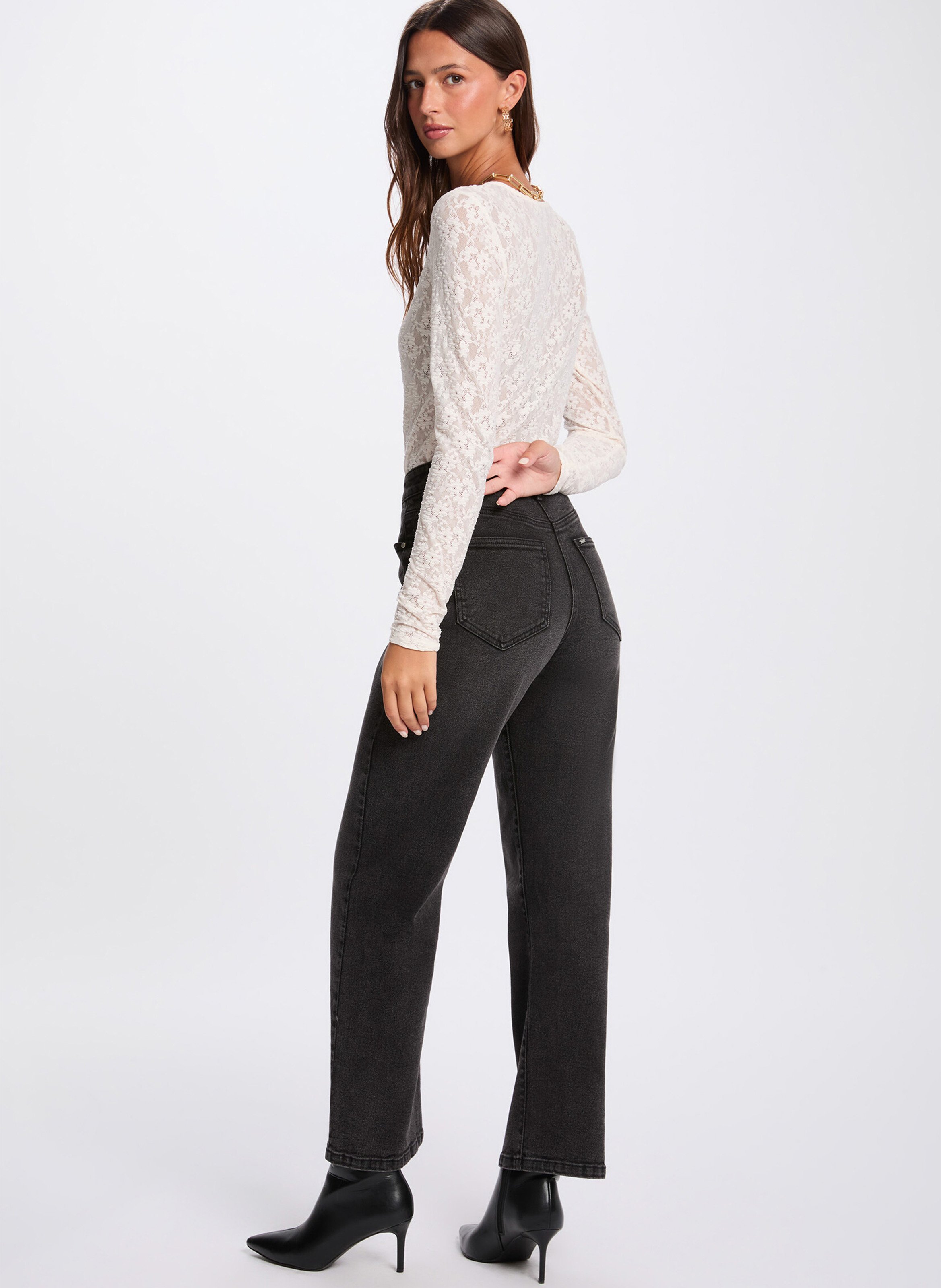 Tee-shirt cintré en dentelle MORGAN Beige