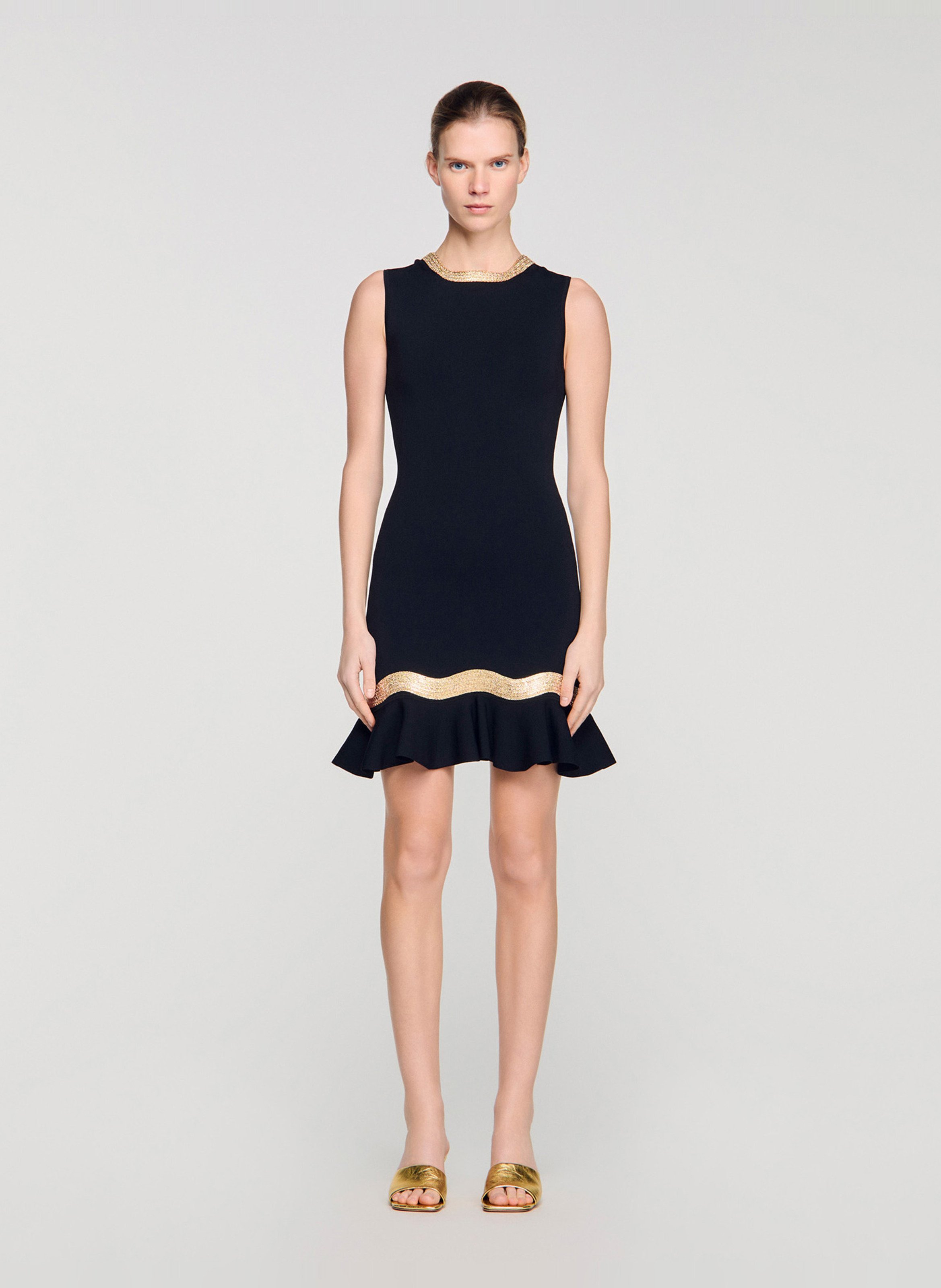 Robe courte en maille SANDRO Noir