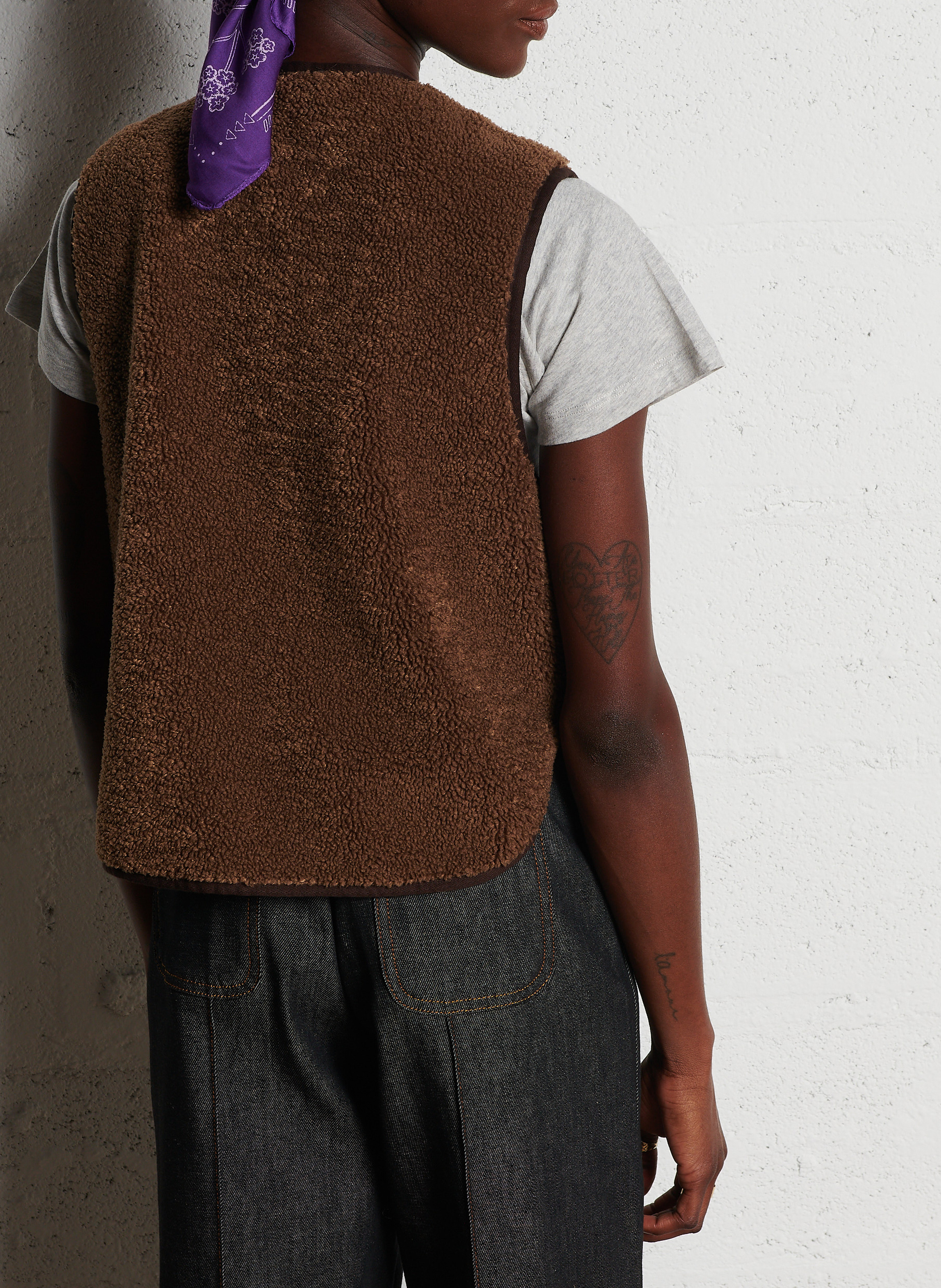 Sheepskin-effect gilet SOEUR Brown