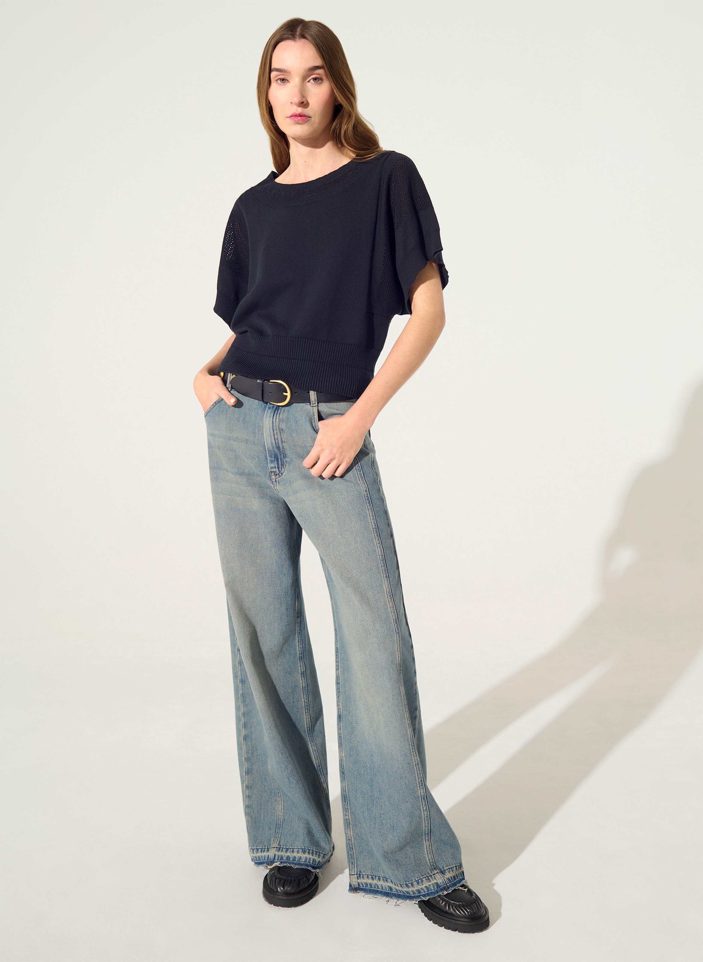 Kurzer Rundhalsausschnitt-Pullover COTELAC Schwarz