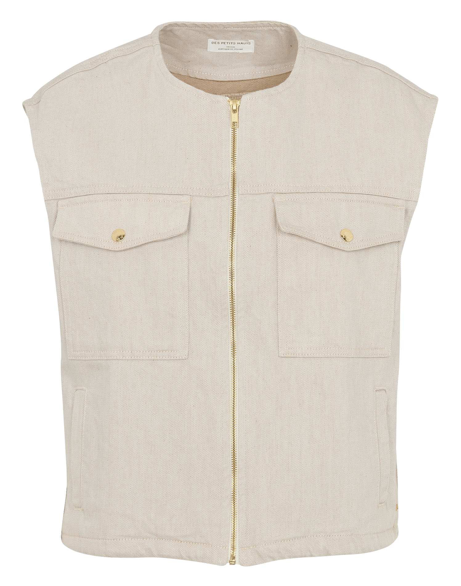 Straight cotton jacket with round neck DES PETITS HAUTS Beige