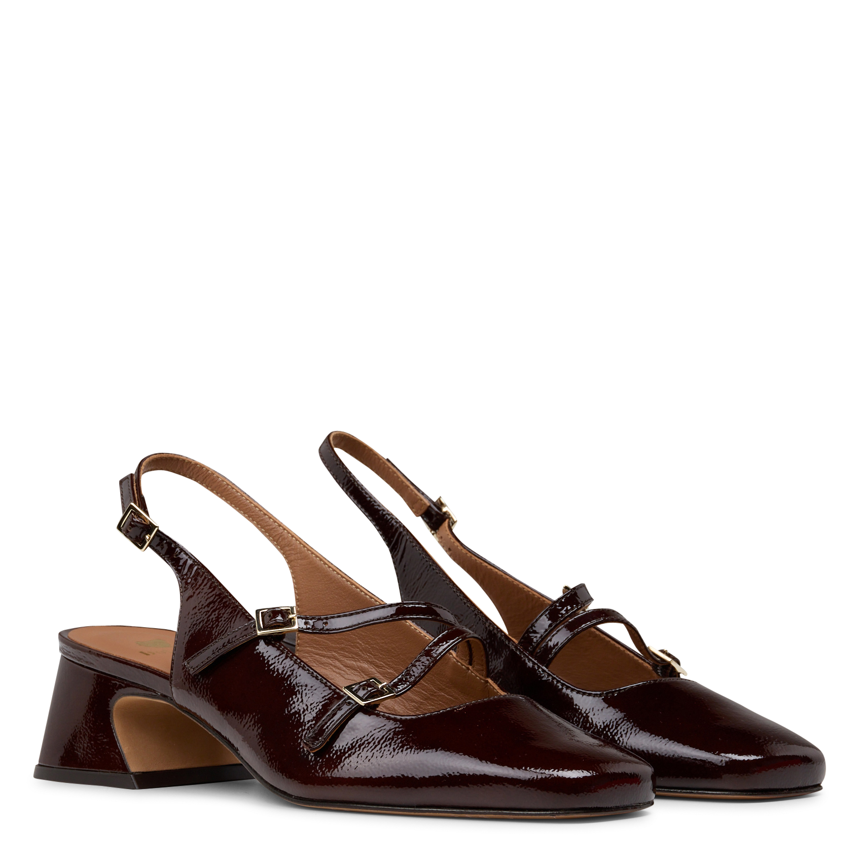 Babies slingback with patent leather straps BOBBIES Brown