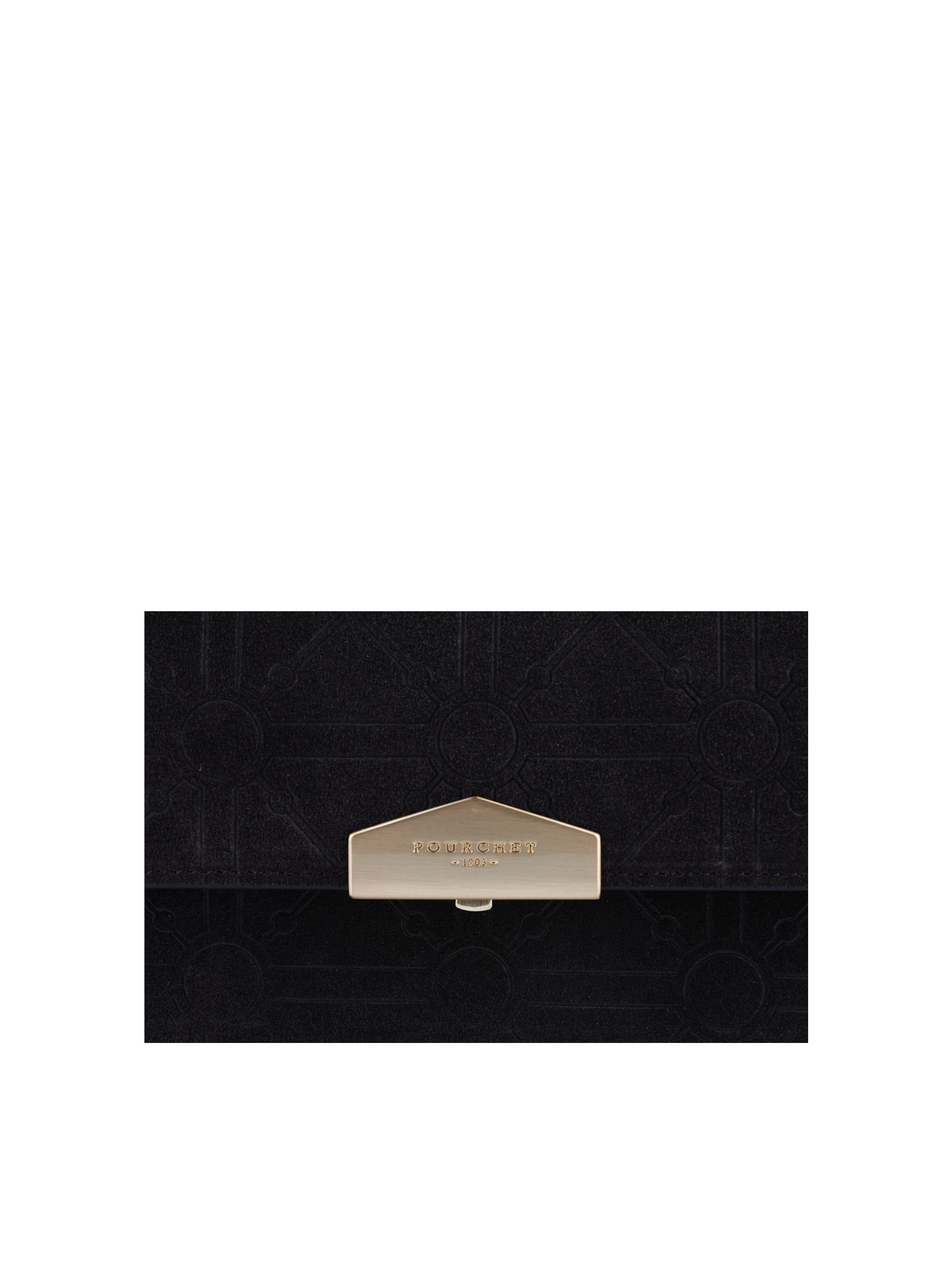 Shoulder bag in suede and leather POURCHET Brown