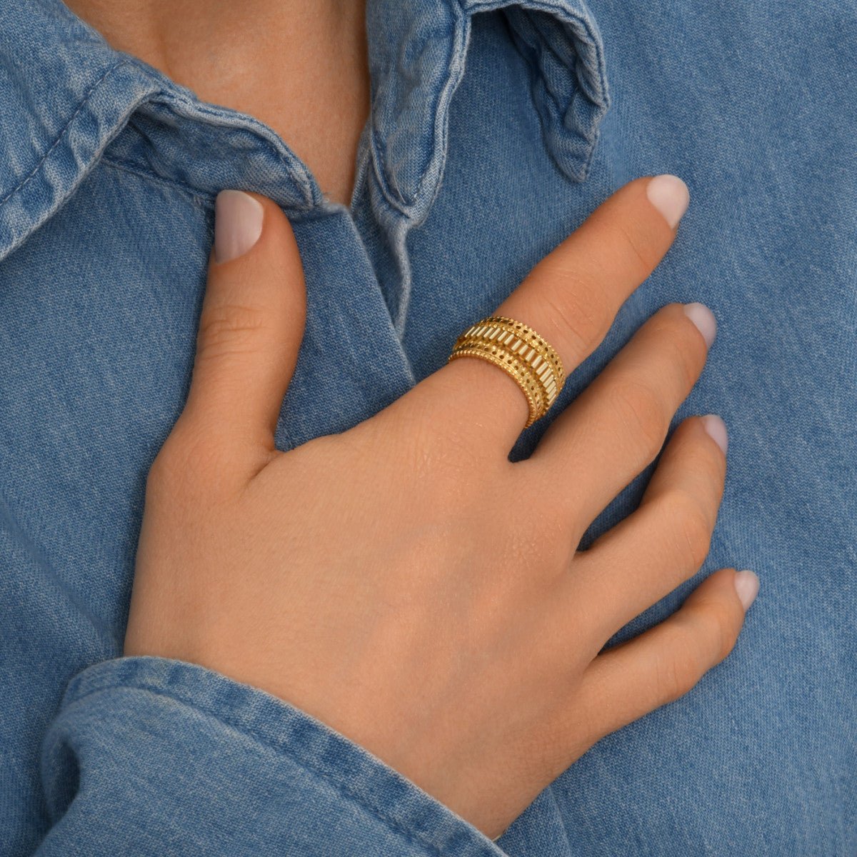 Adjustable medium ring in gold-plated finish SATELLITE PARIS Golden