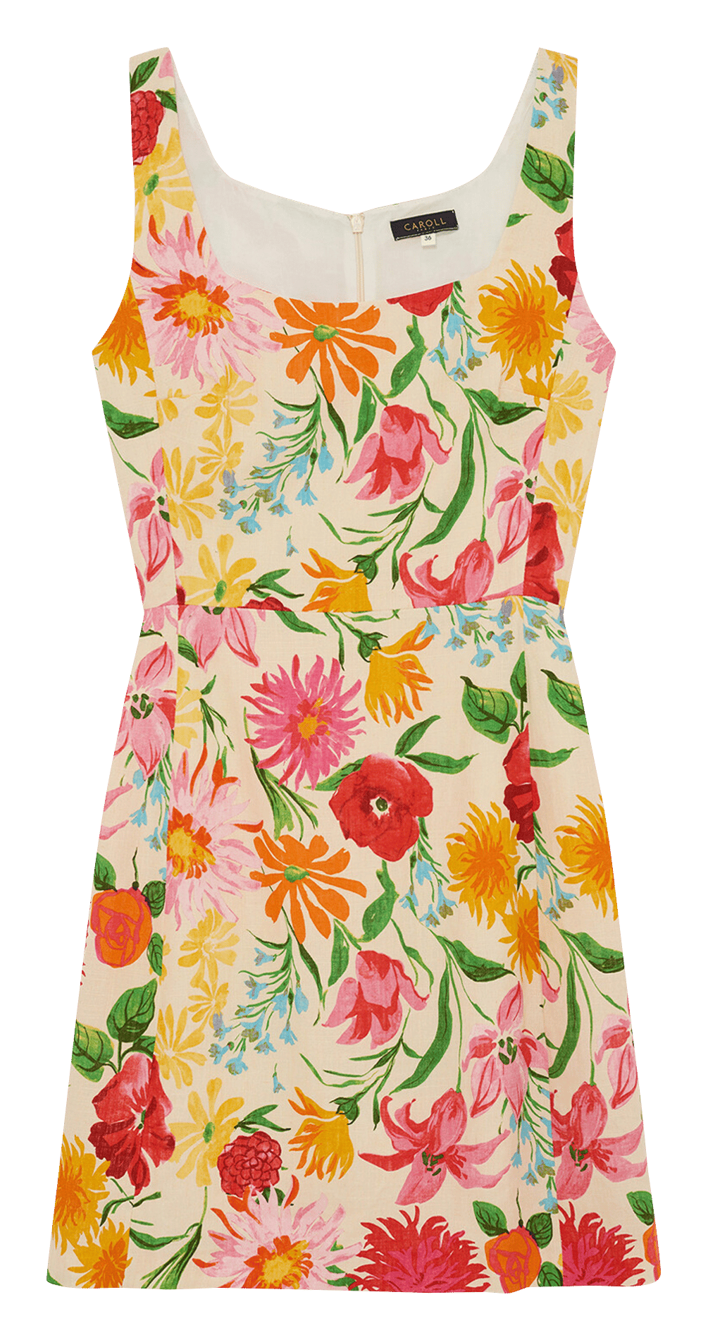 Robe courte col carré  CAROLL Beige