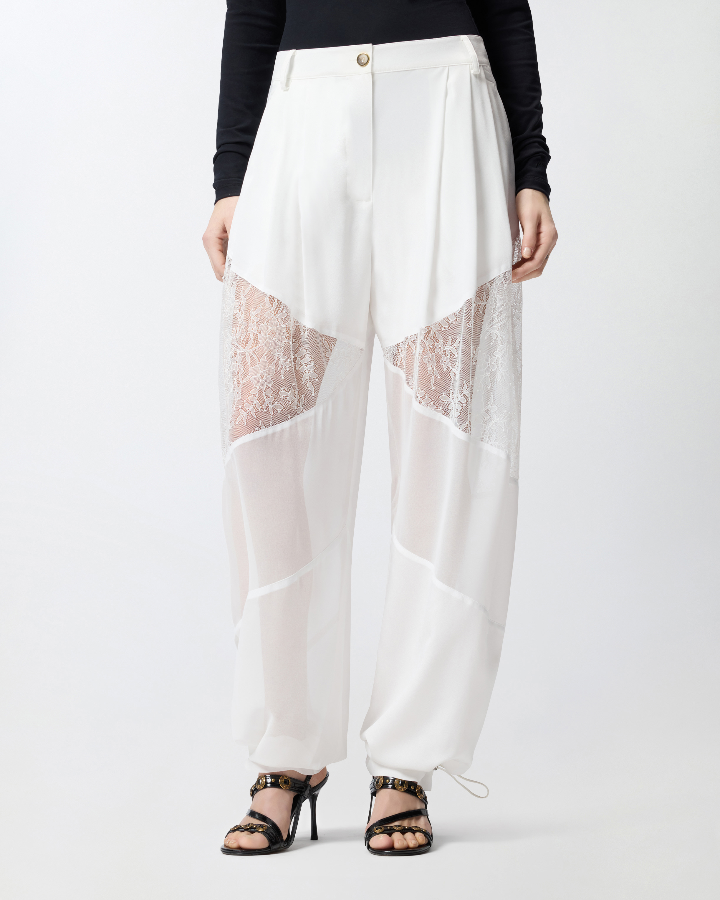 Pantalon avec détails en dentelle PINKO Blanc