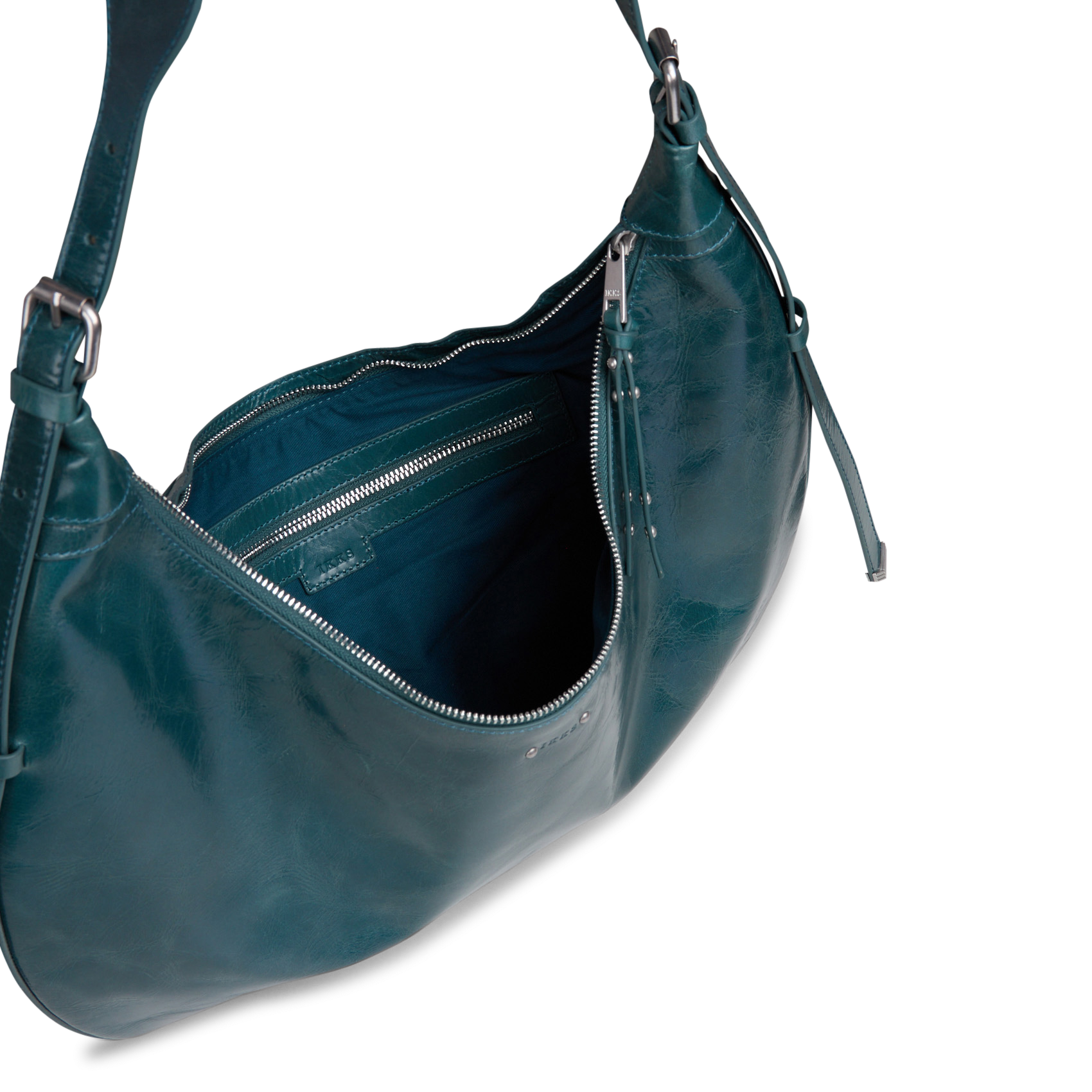 Sac demi-lune zippé en cuir glacé  IKKS Vert